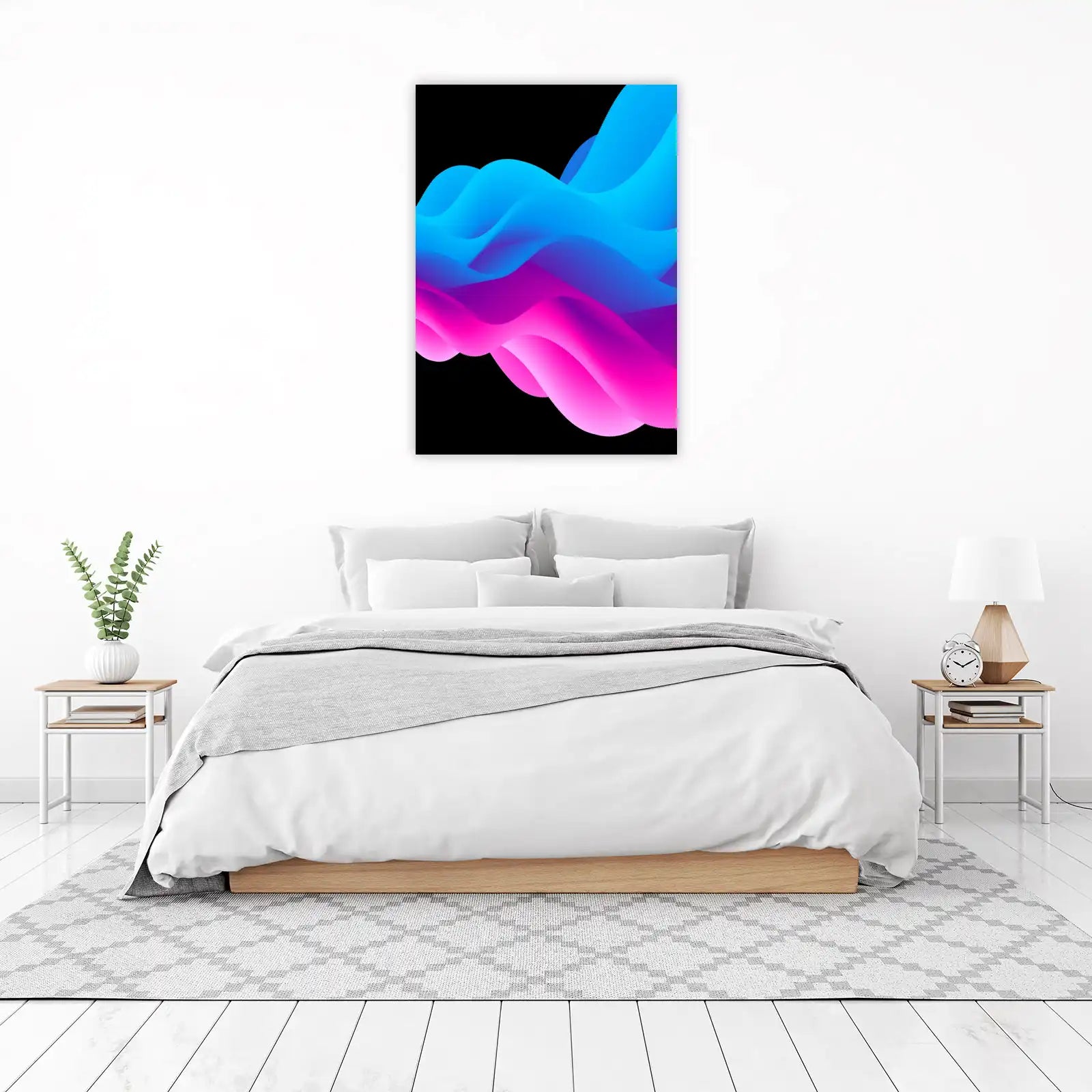 Vibrant Wave Abstract Blue Pink Wall Art