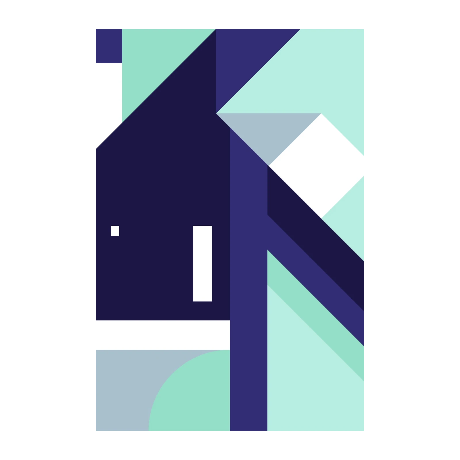 Modern Geometric Teal & Navy Wall Art