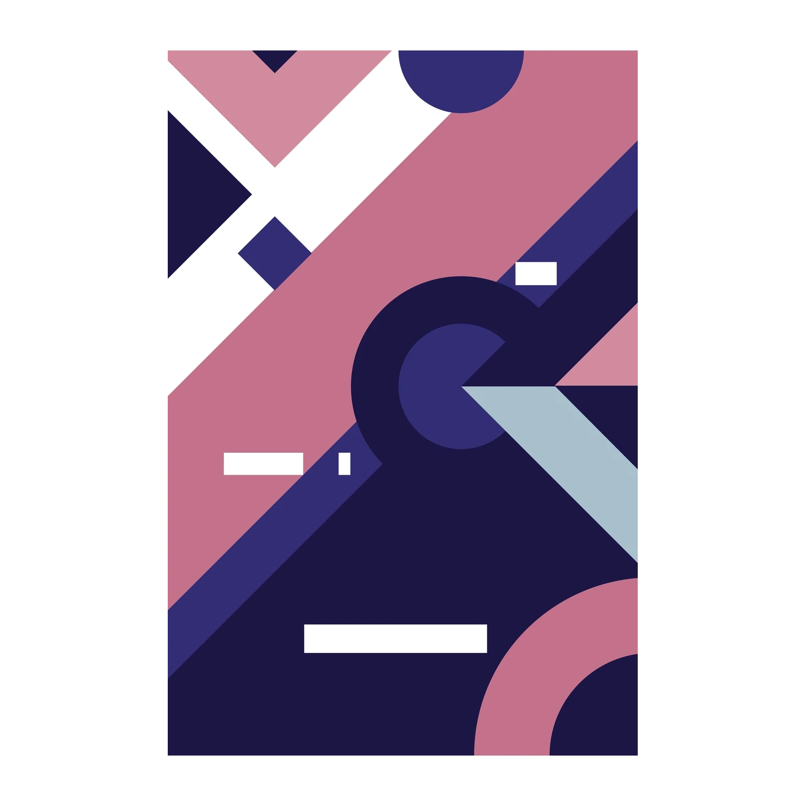 Modern Geometric Abstract Pink & Blue Wall Art