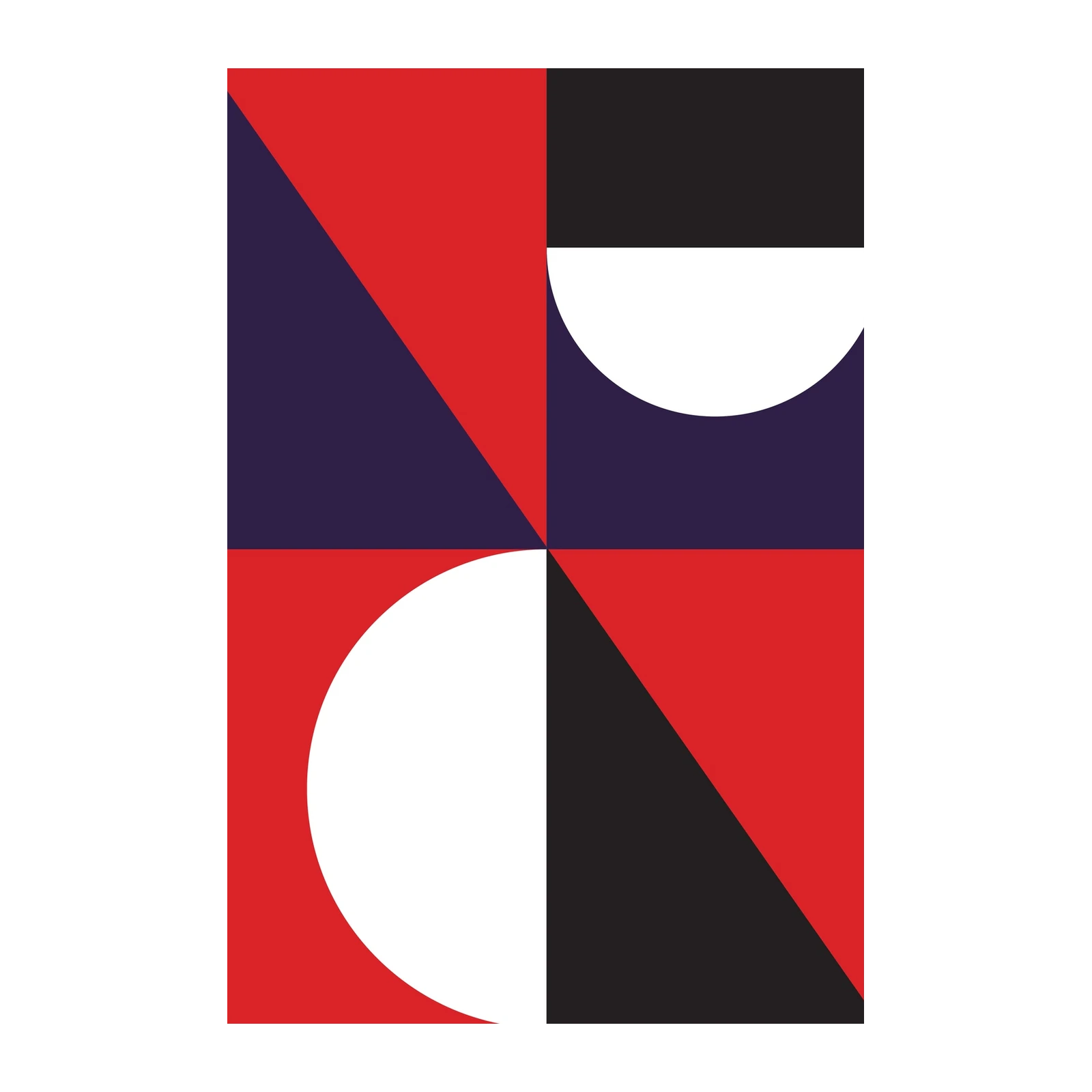 Bold Geometric Red & Blue Abstract Wall Art