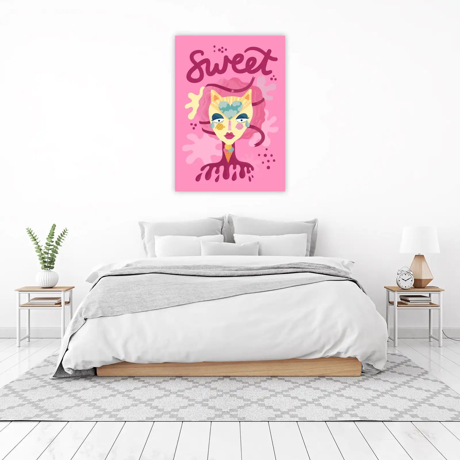 Whimsical Sweet Cat Art Wall Art