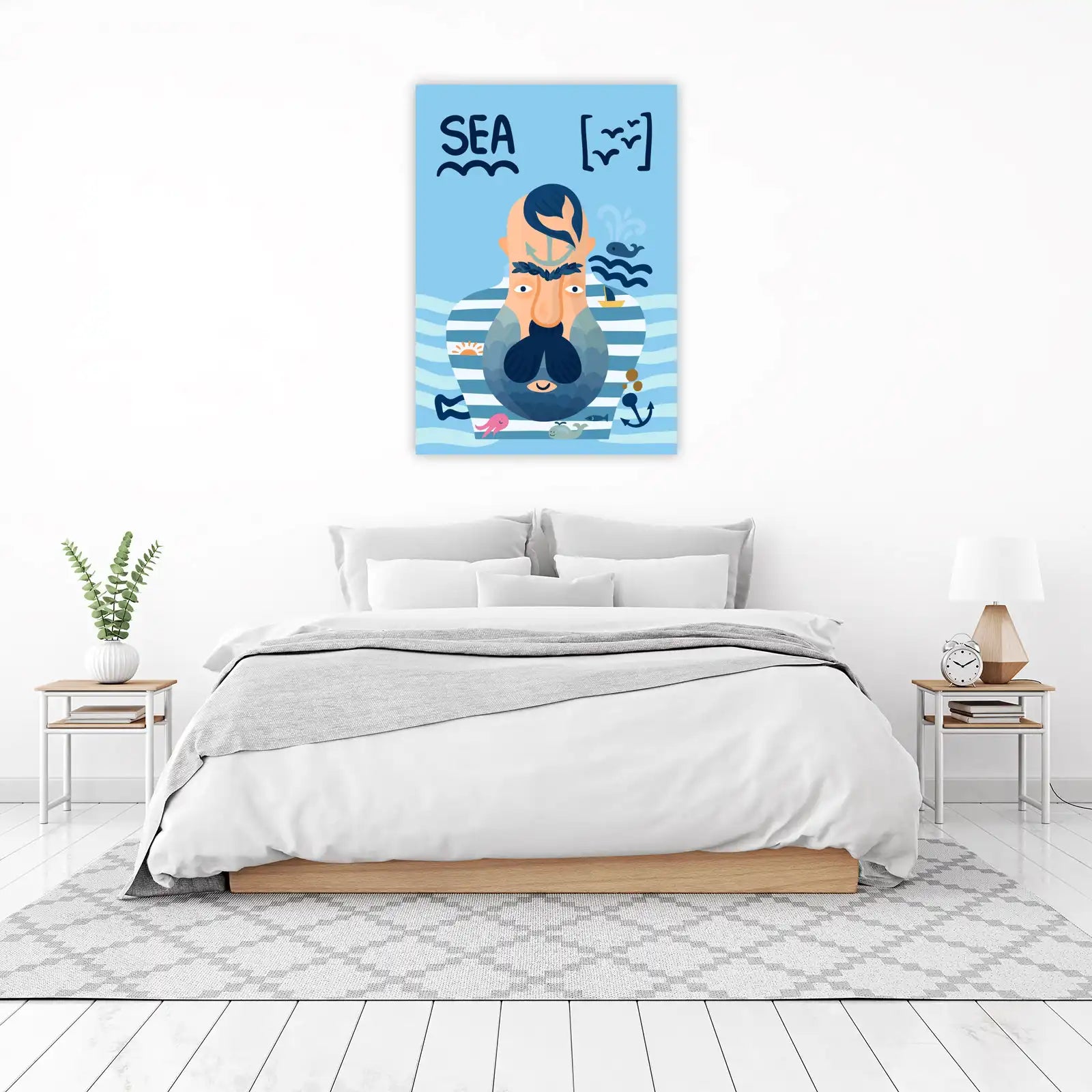 Whimsical Sailor & Ocean Life Wall Art
