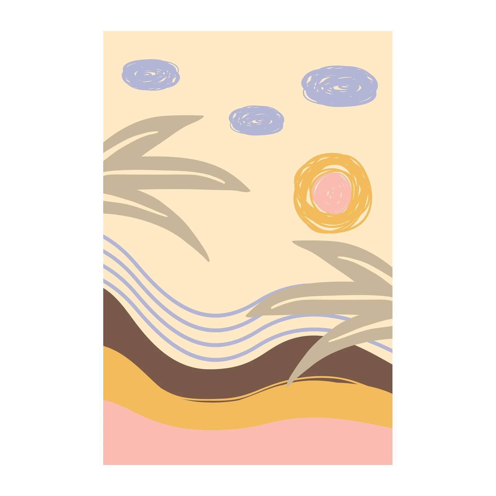 Boho Sunset Palm Abstract Wall Art