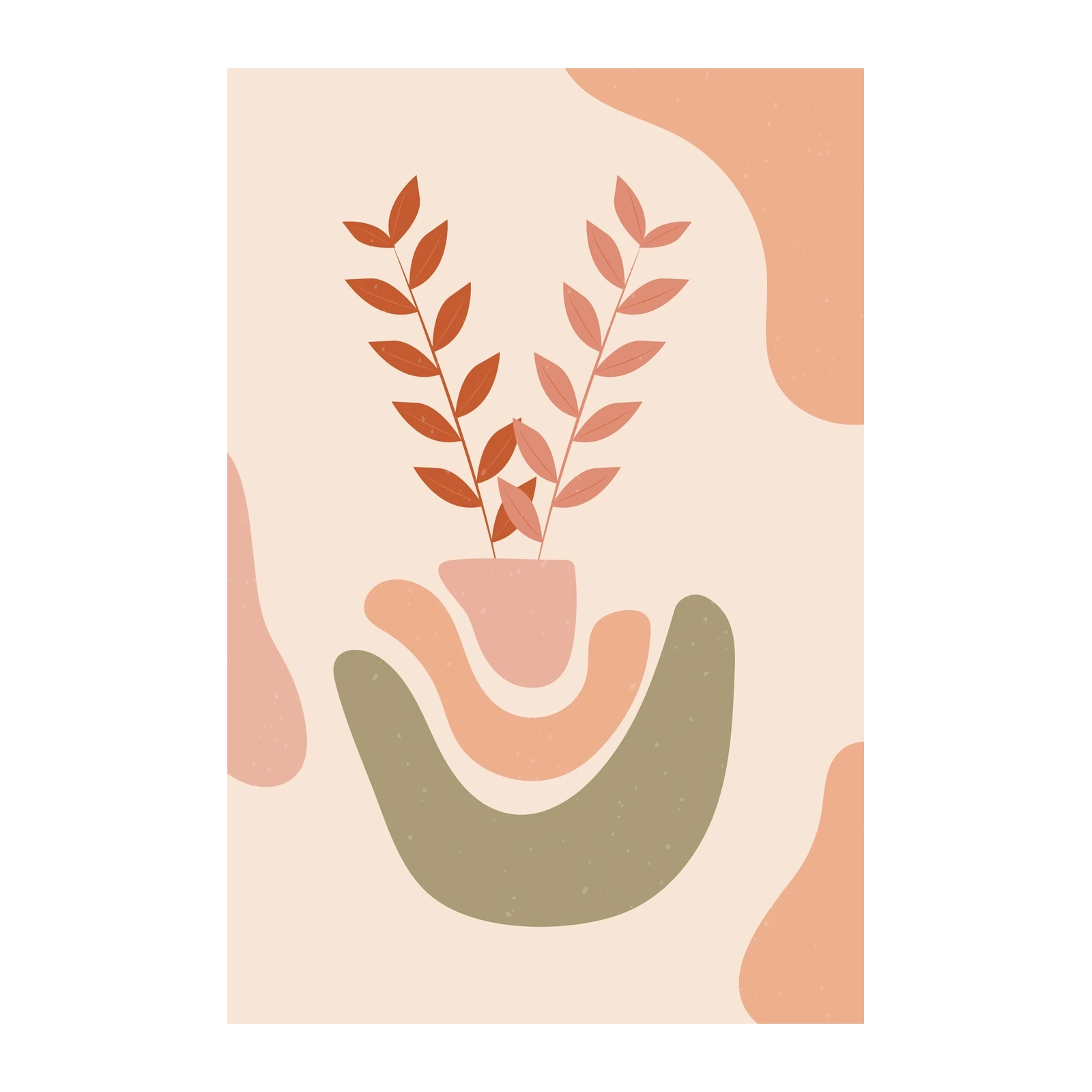 Boho Plant Abstract Mid Century Modern Wall Art