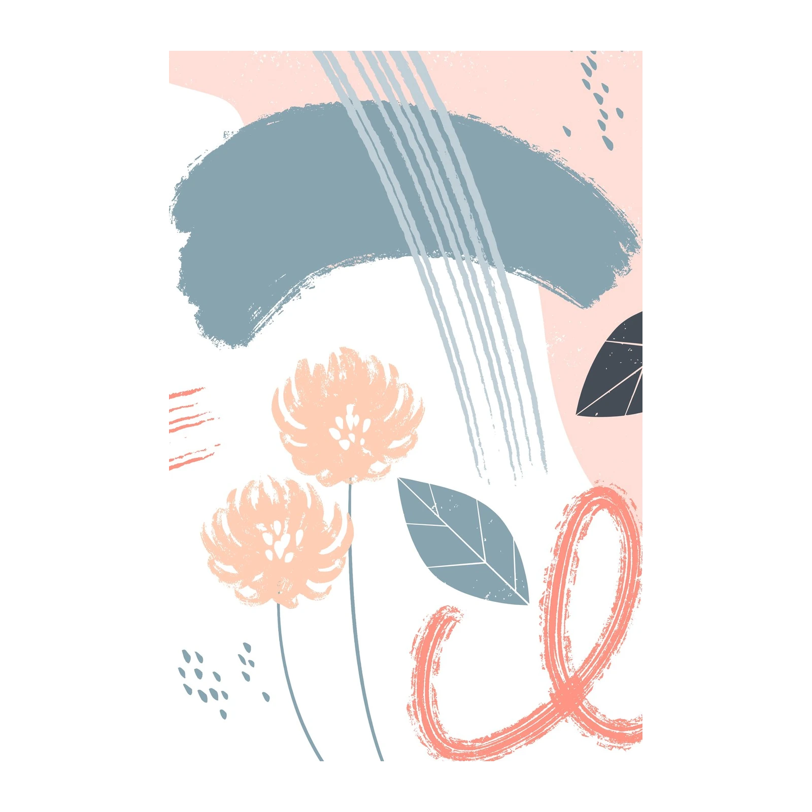 Abstract Floral Blush & Slate Wall Art