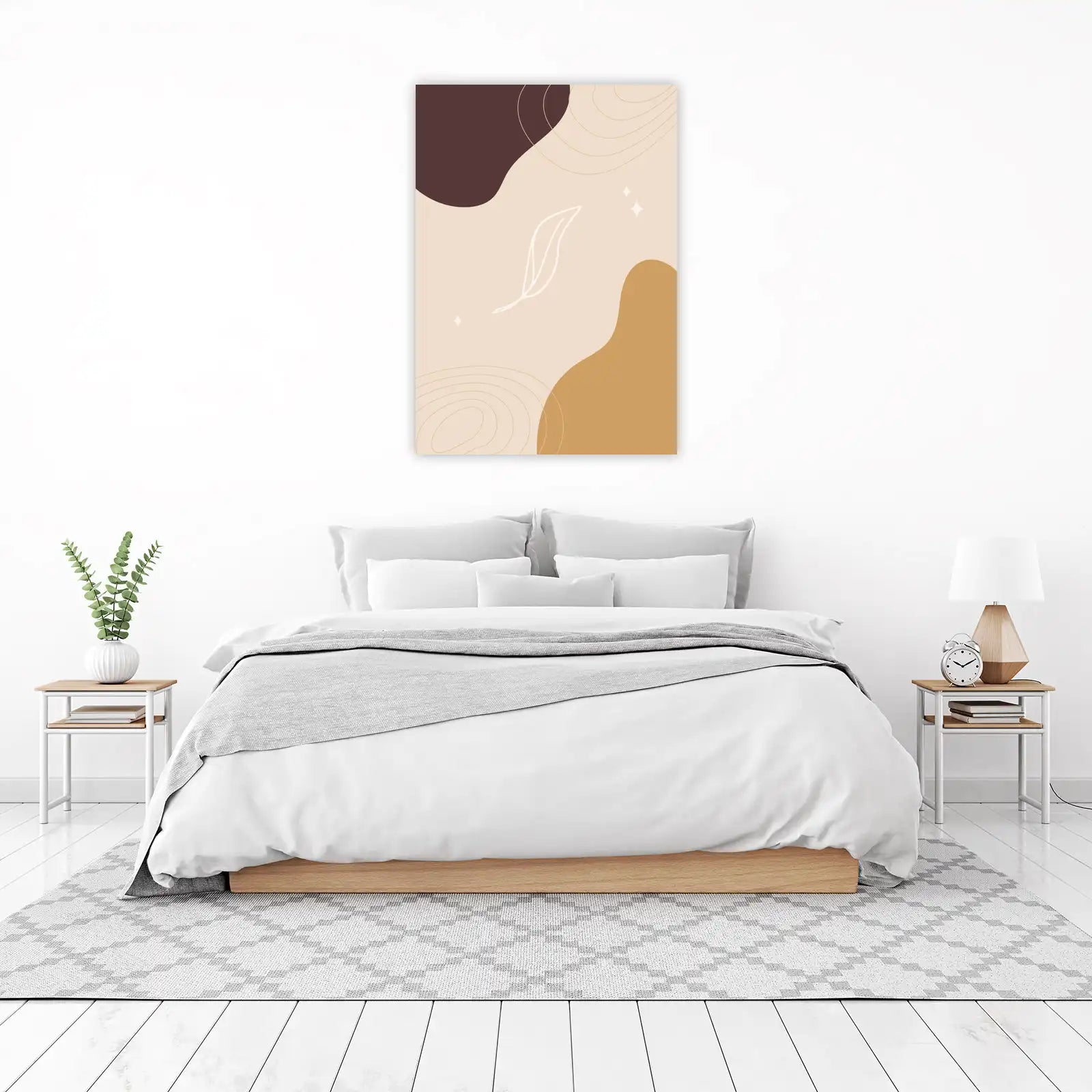 Boho Abstract Leaf Mid Century Modern Wall Art