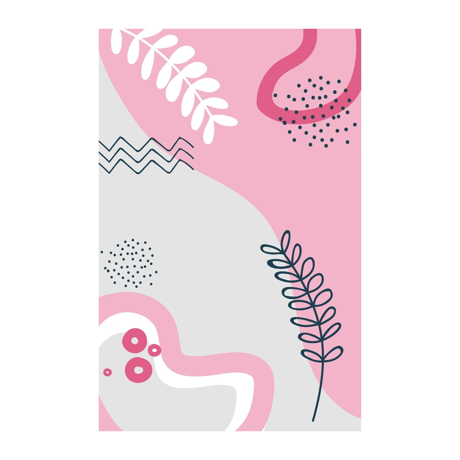 Playful Pink Abstract Botanical Wall Art