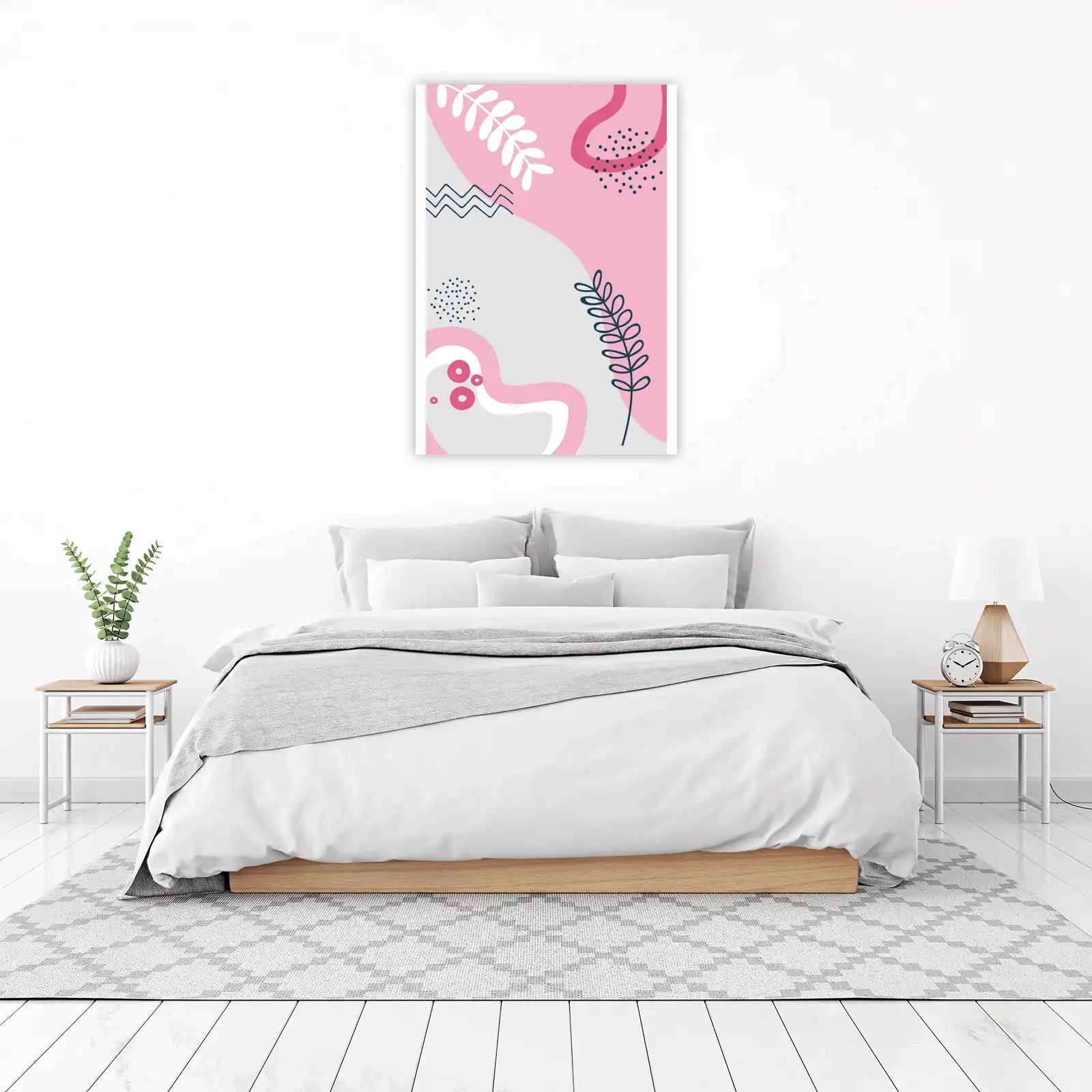 Playful Pink Abstract Botanical Wall Art