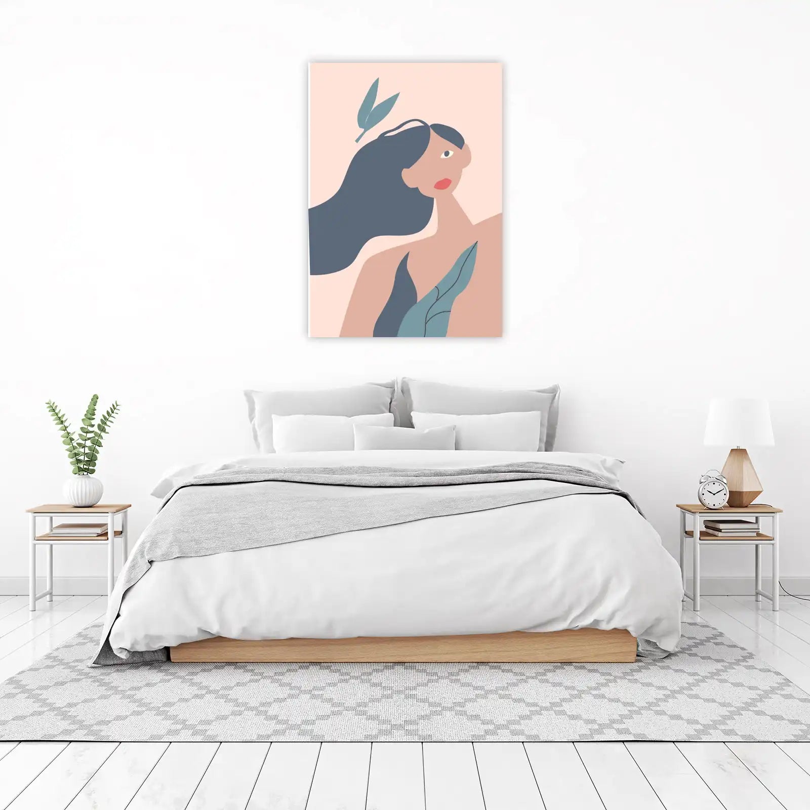 Serene Woman & Leaves Abstract Wall Art