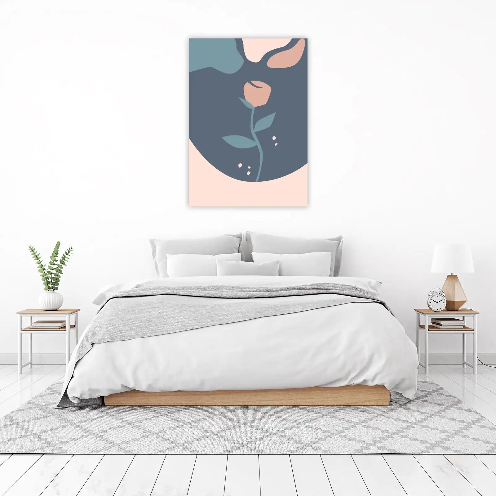 Blush Floral Mid-Century Modern Wall Art