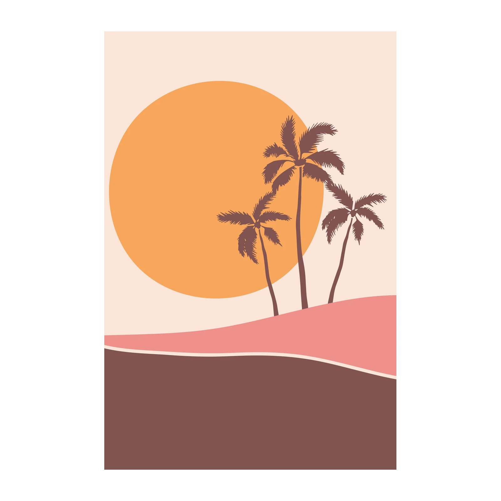 Sunset Palm Trees Abstract Boho Wall Art