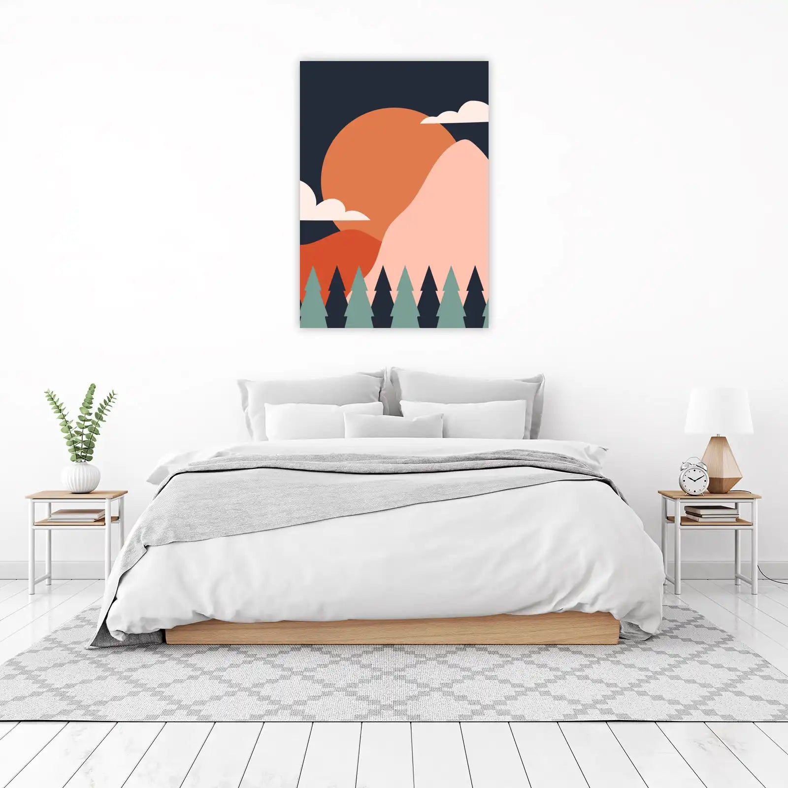Minimalist Sunset Mountains & Trees Wall Art