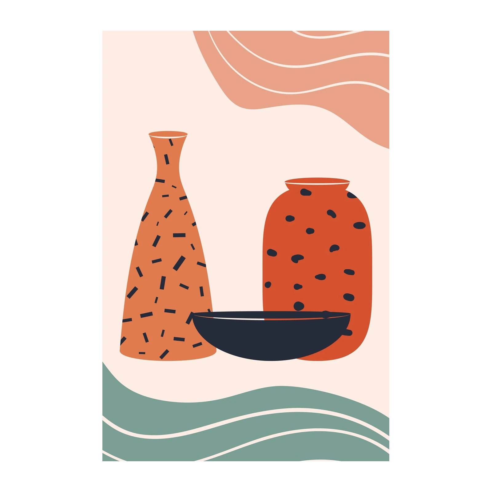 Abstract Terracotta Vases Wall Art