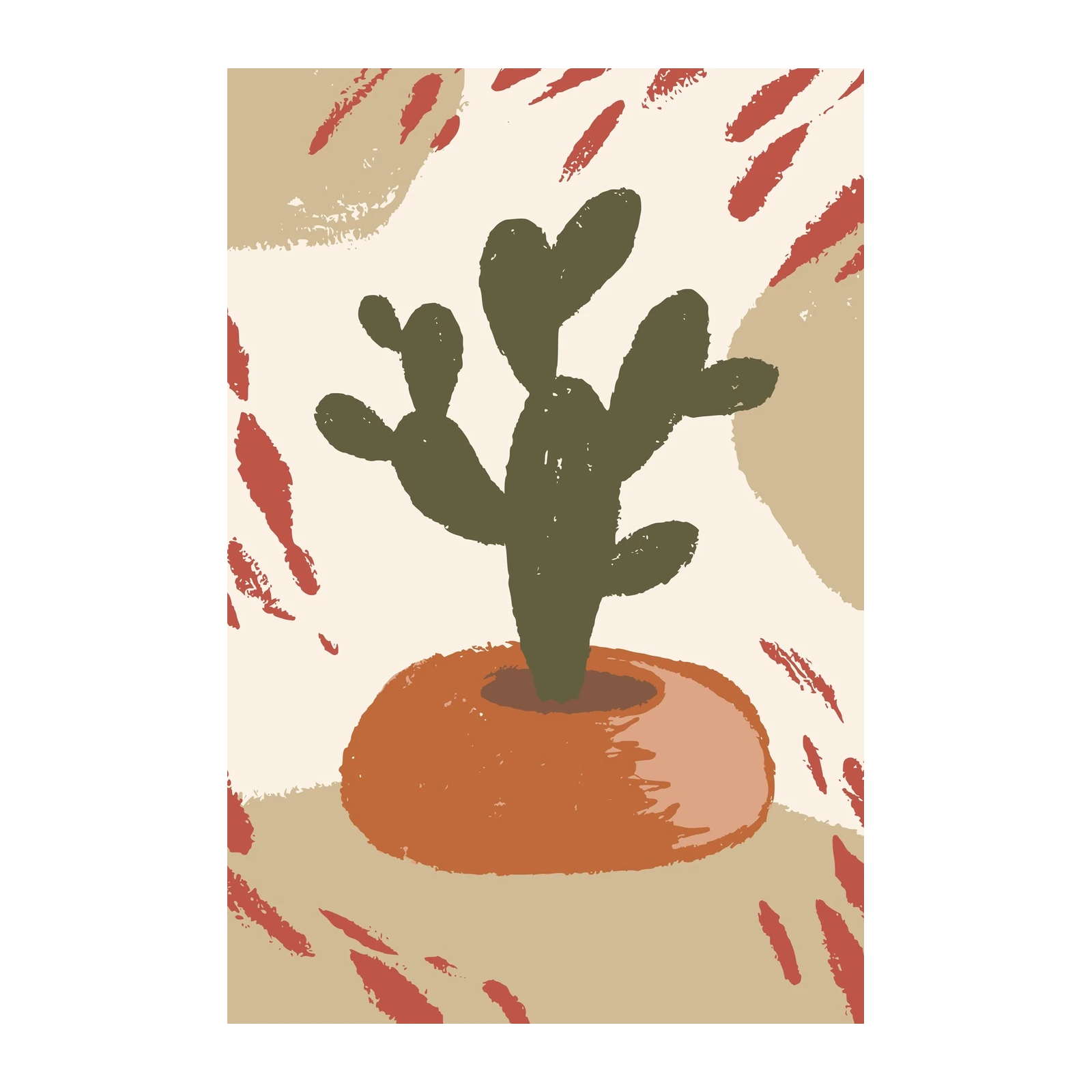 Desert Cactus Abstract Wall Art