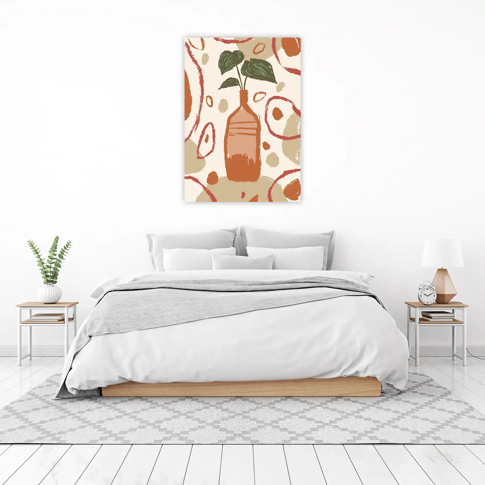 Abstract Botanical Vase Warm Tones Wall Art