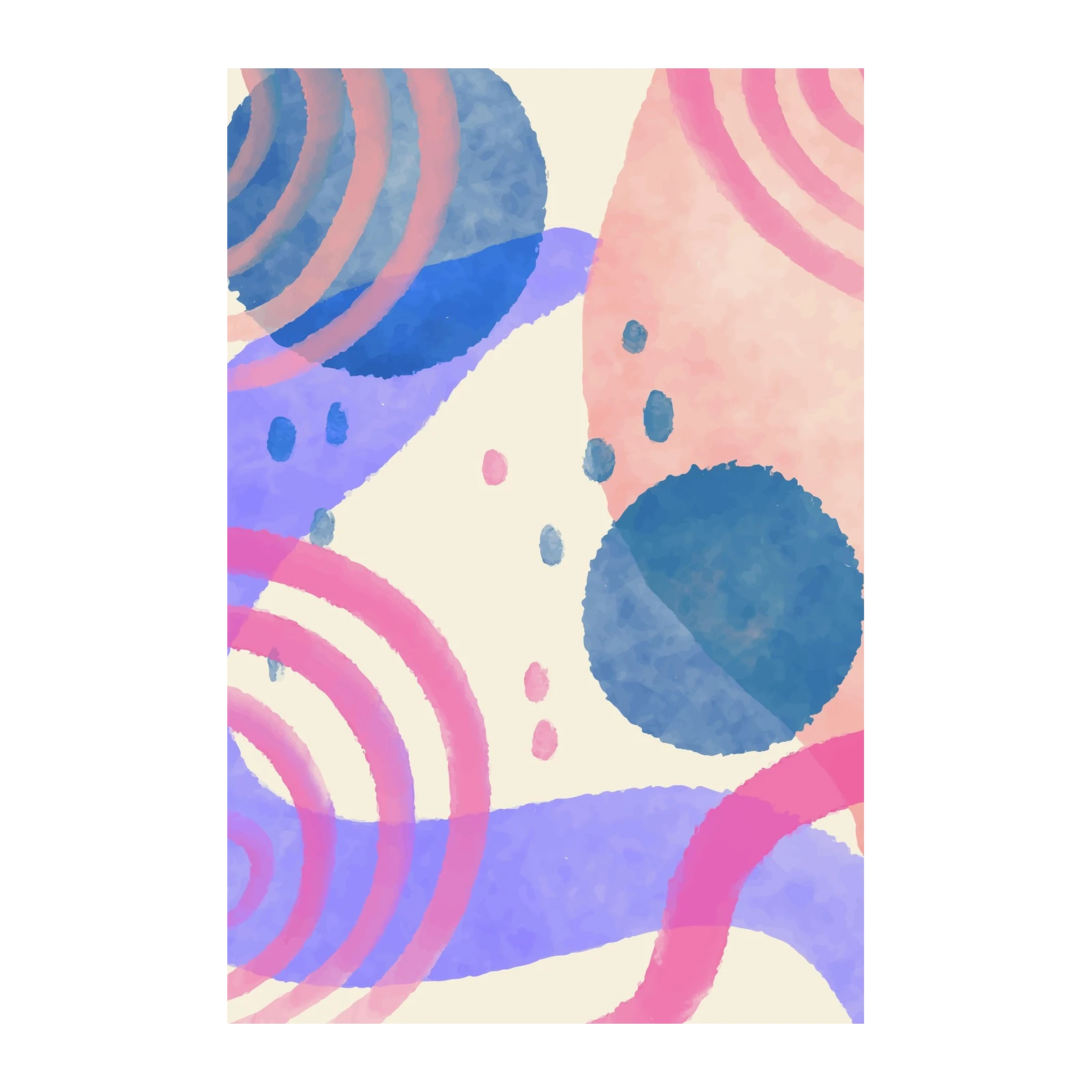 Abstract Watercolor Circles & Waves Wall Art