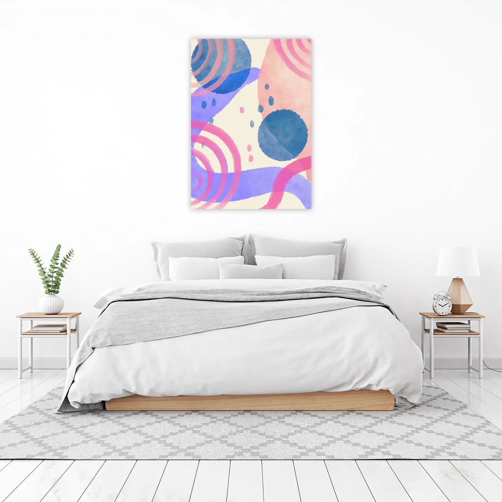 Abstract Watercolor Circles & Waves Wall Art