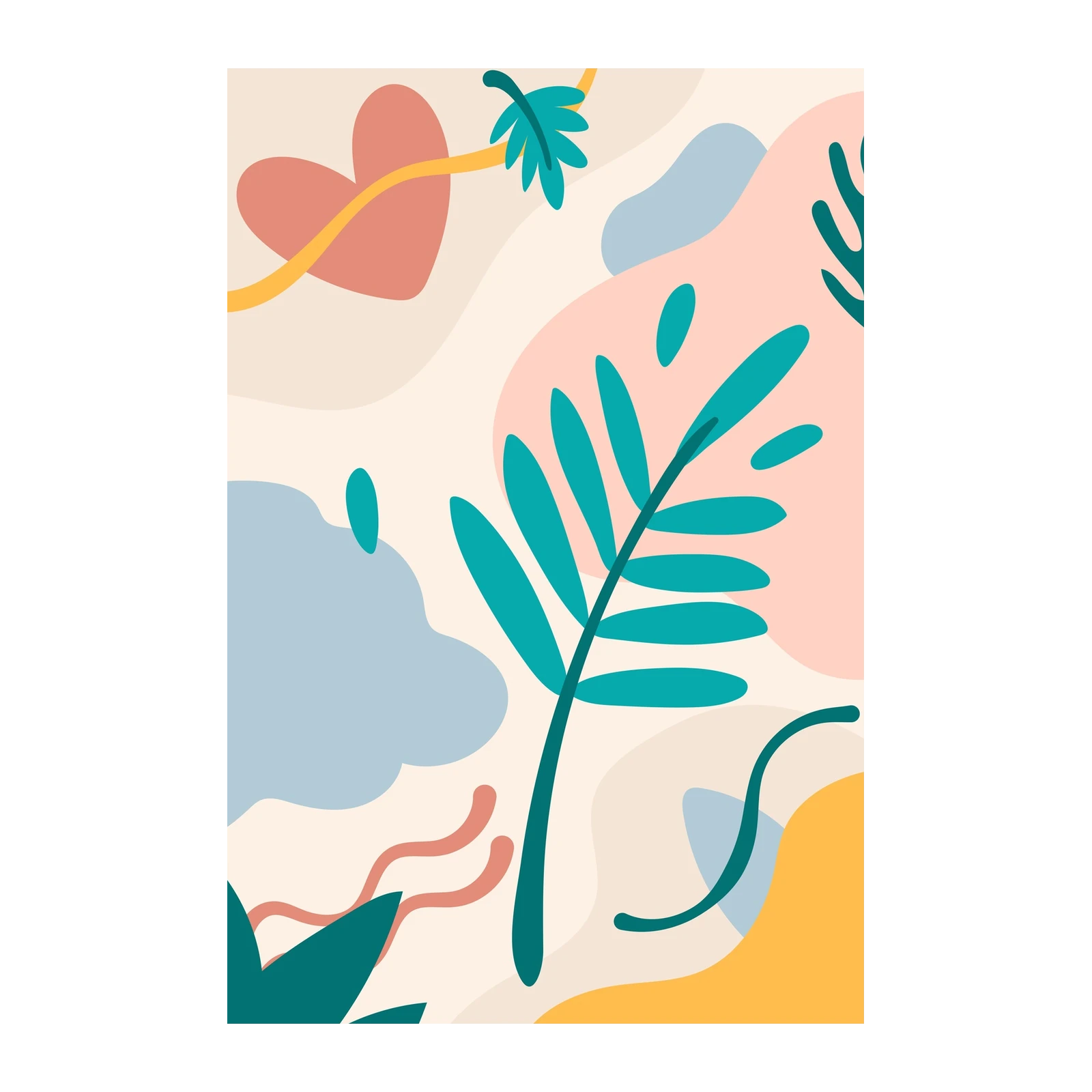 Abstract Botanical Heart Wall Art