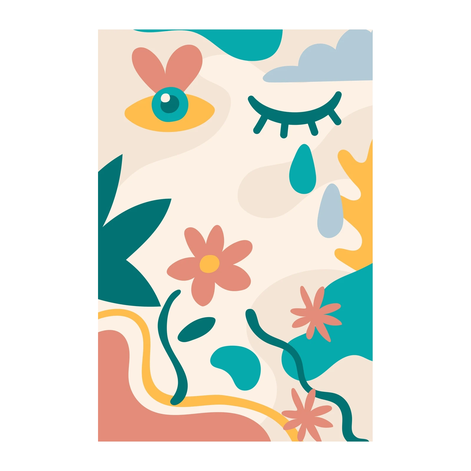 Abstract Boho Bloom & Tear Wall Art