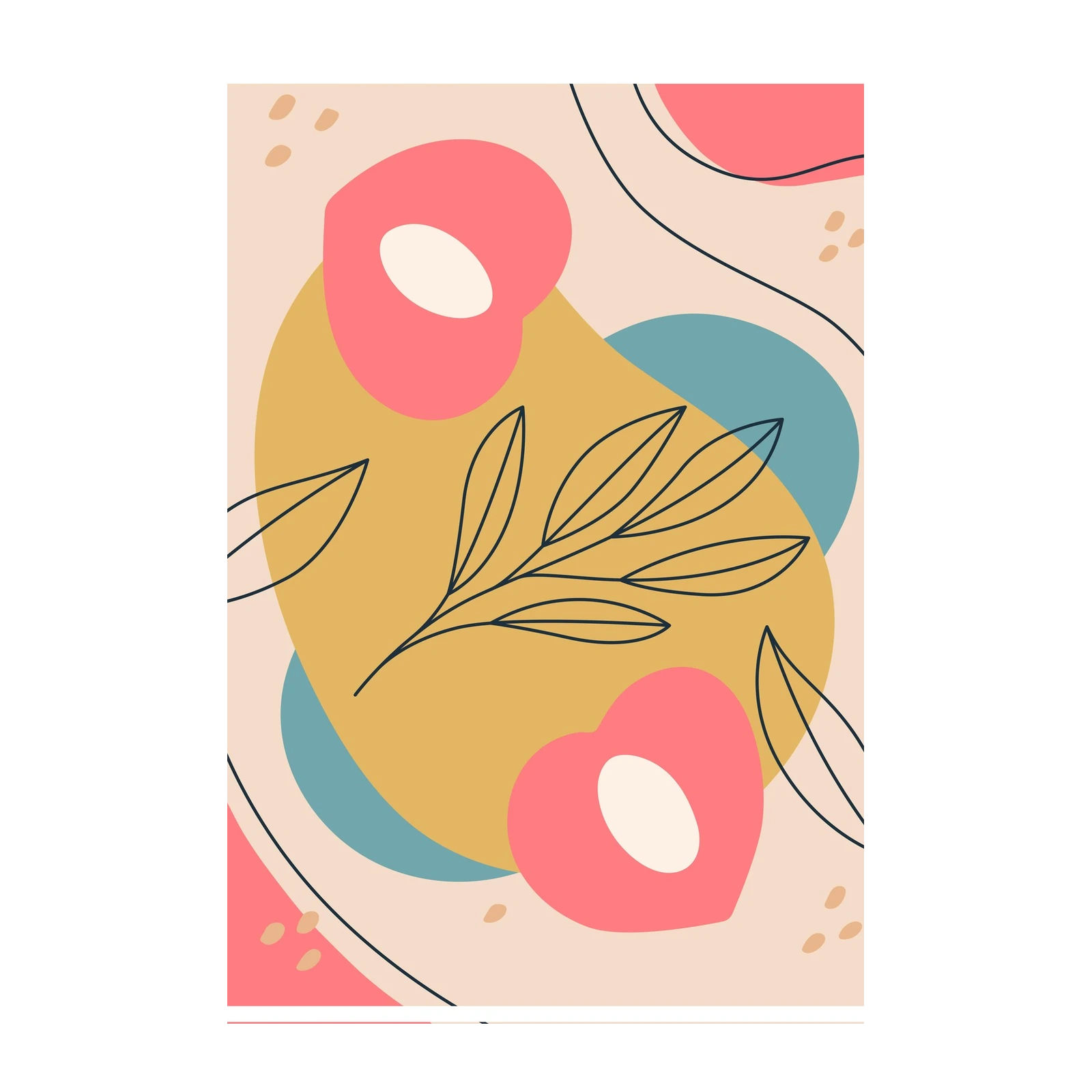 Abstract Peach & Botanicals Wall Art