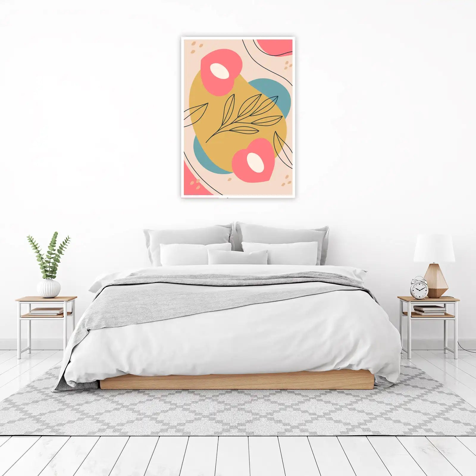 Abstract Peach & Botanicals Wall Art
