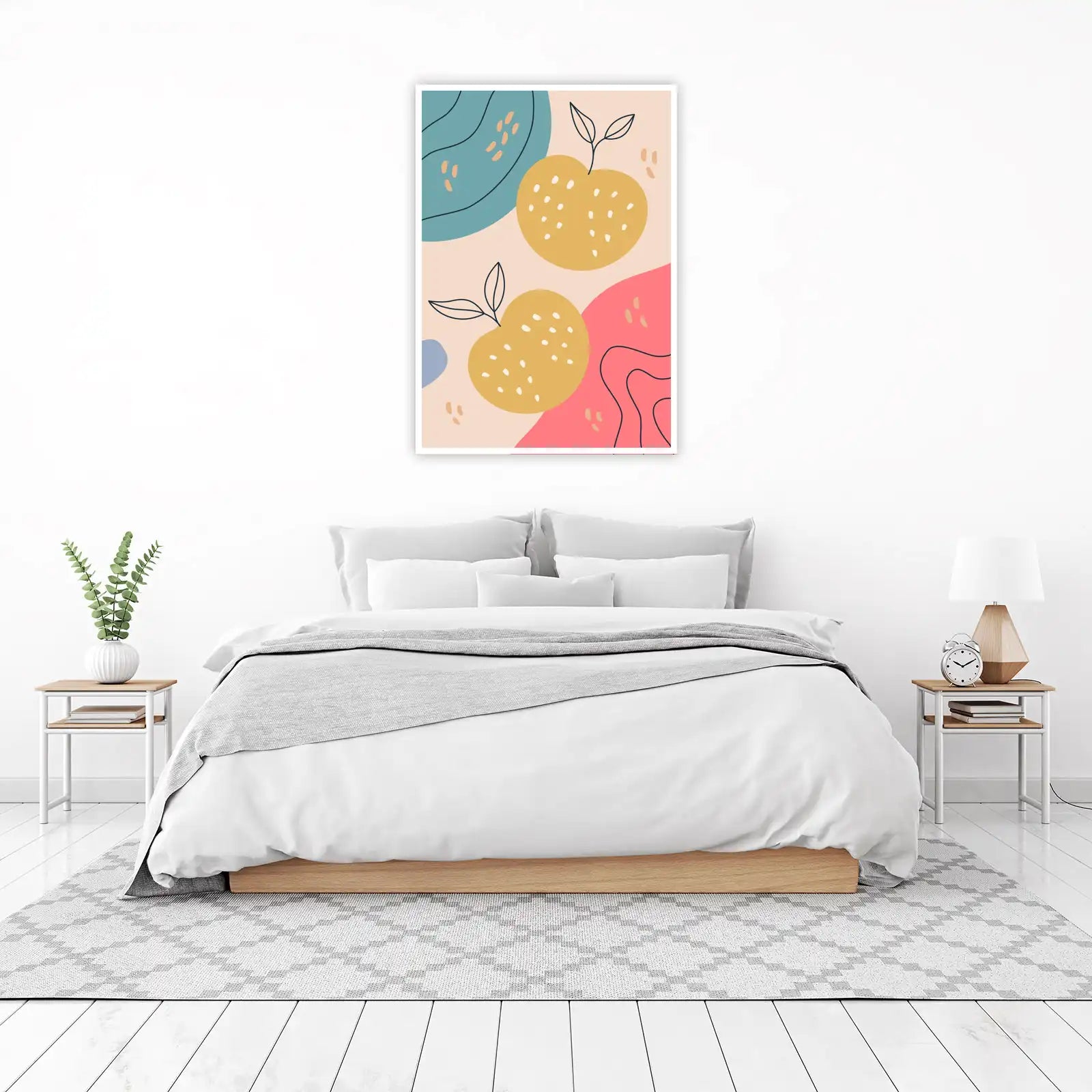 Abstract Botanical Peach & Teal Wall Art
