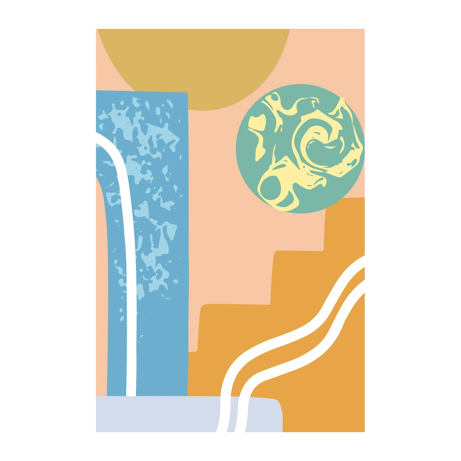 Abstract Geometric Peach & Teal Wall Art
