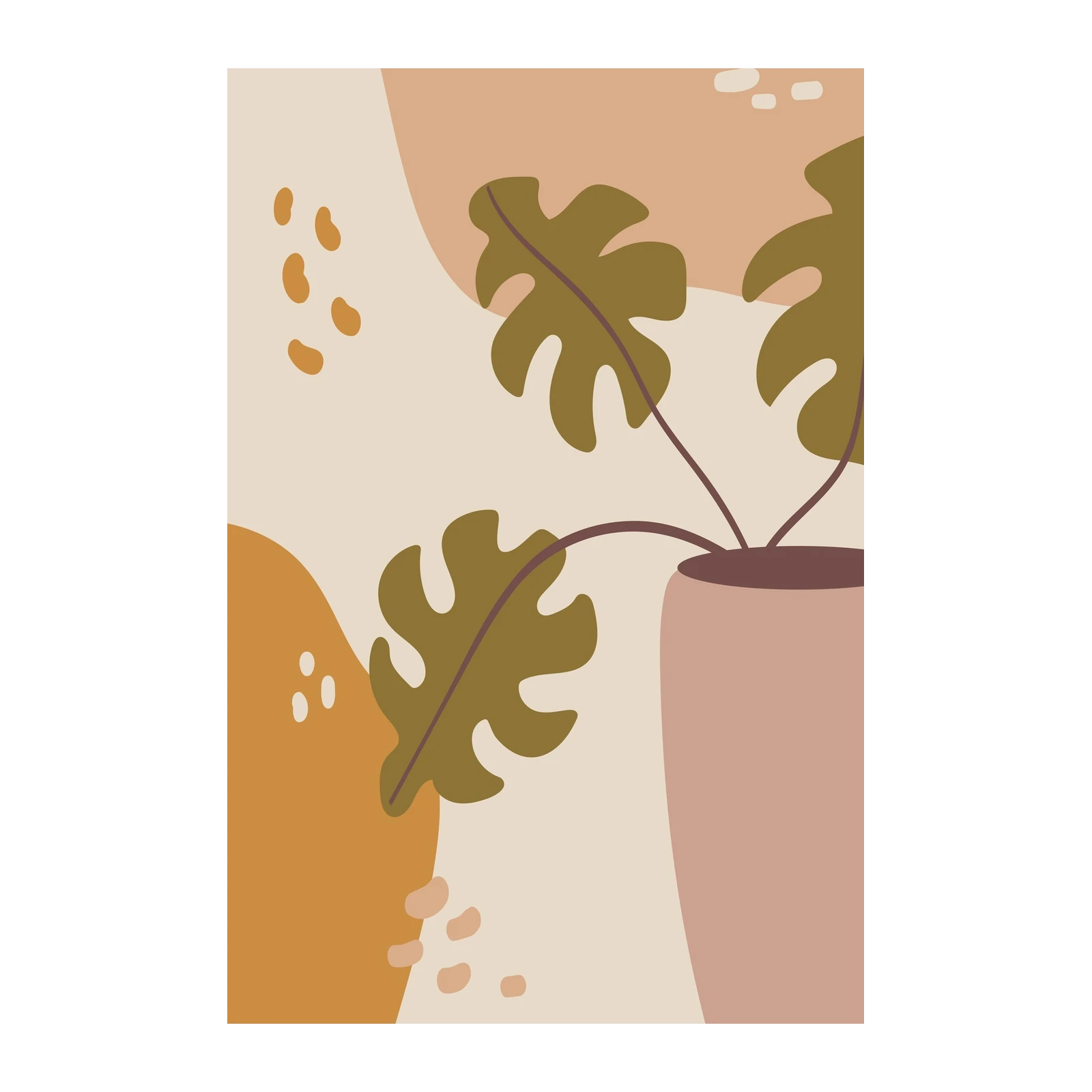 Boho Plant Abstract Mid Century Modern Wall Art