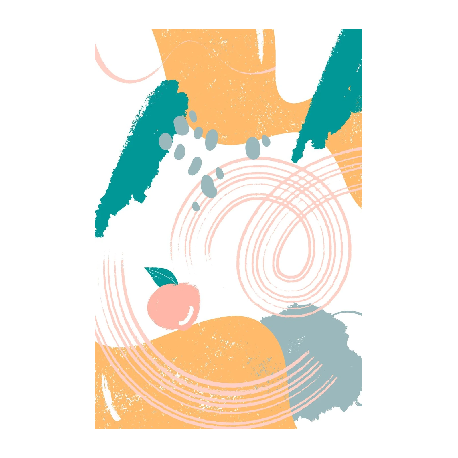 Abstract Peach & Teal Boho Wall Art