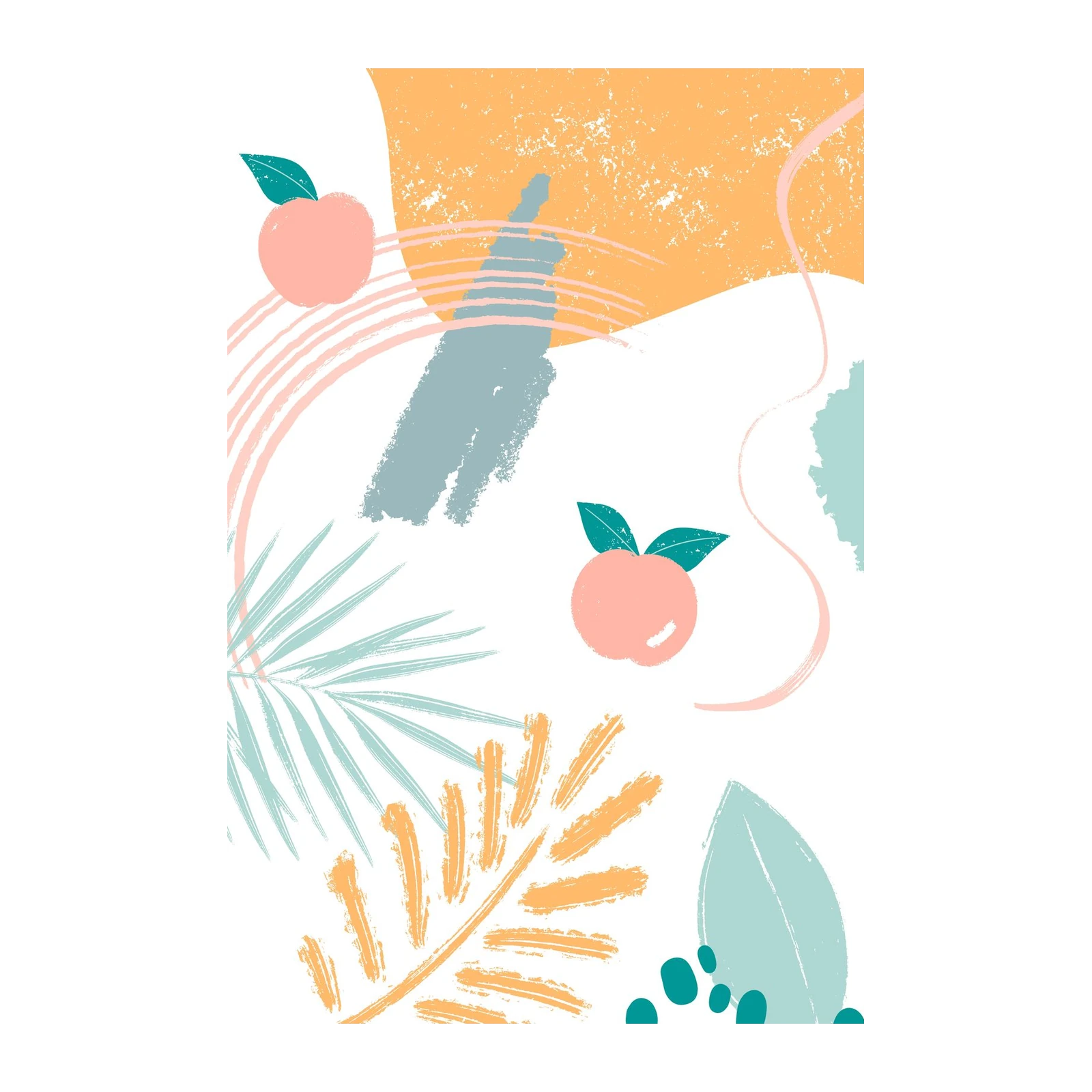 Abstract Peach Palm Wall Art