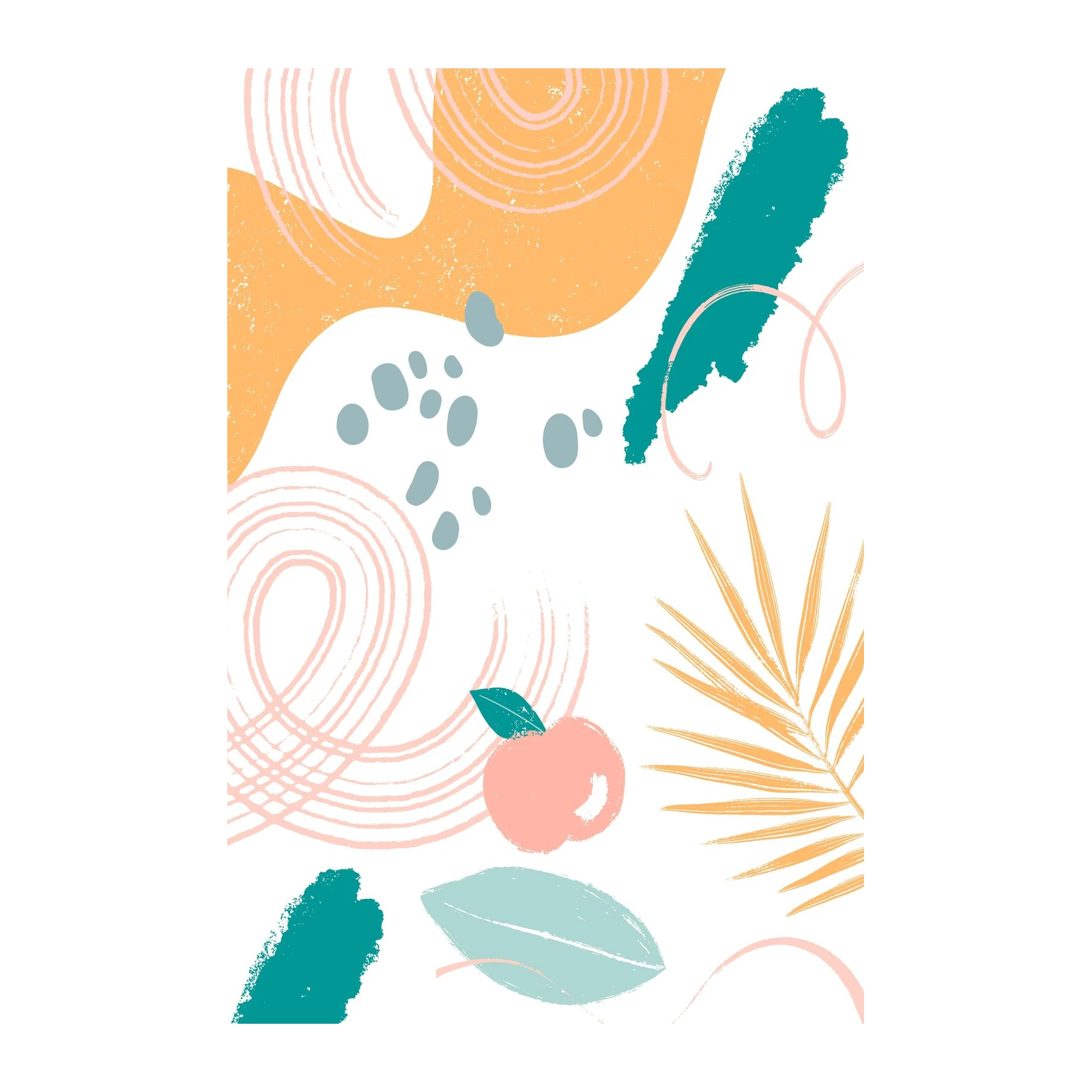 Boho Abstract Peach & Palm Wall Art