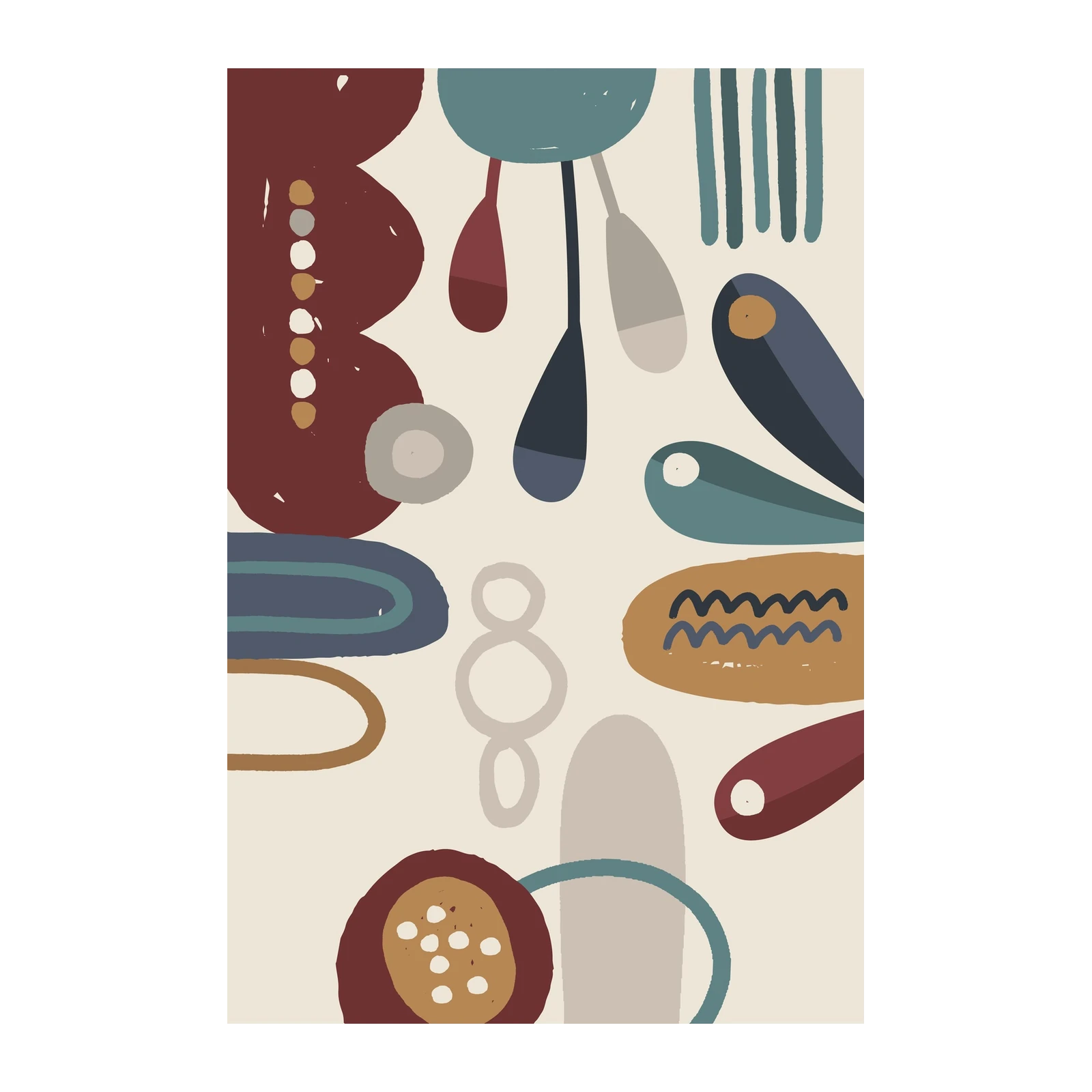 Mid-Century Abstract Shapes Wall Art