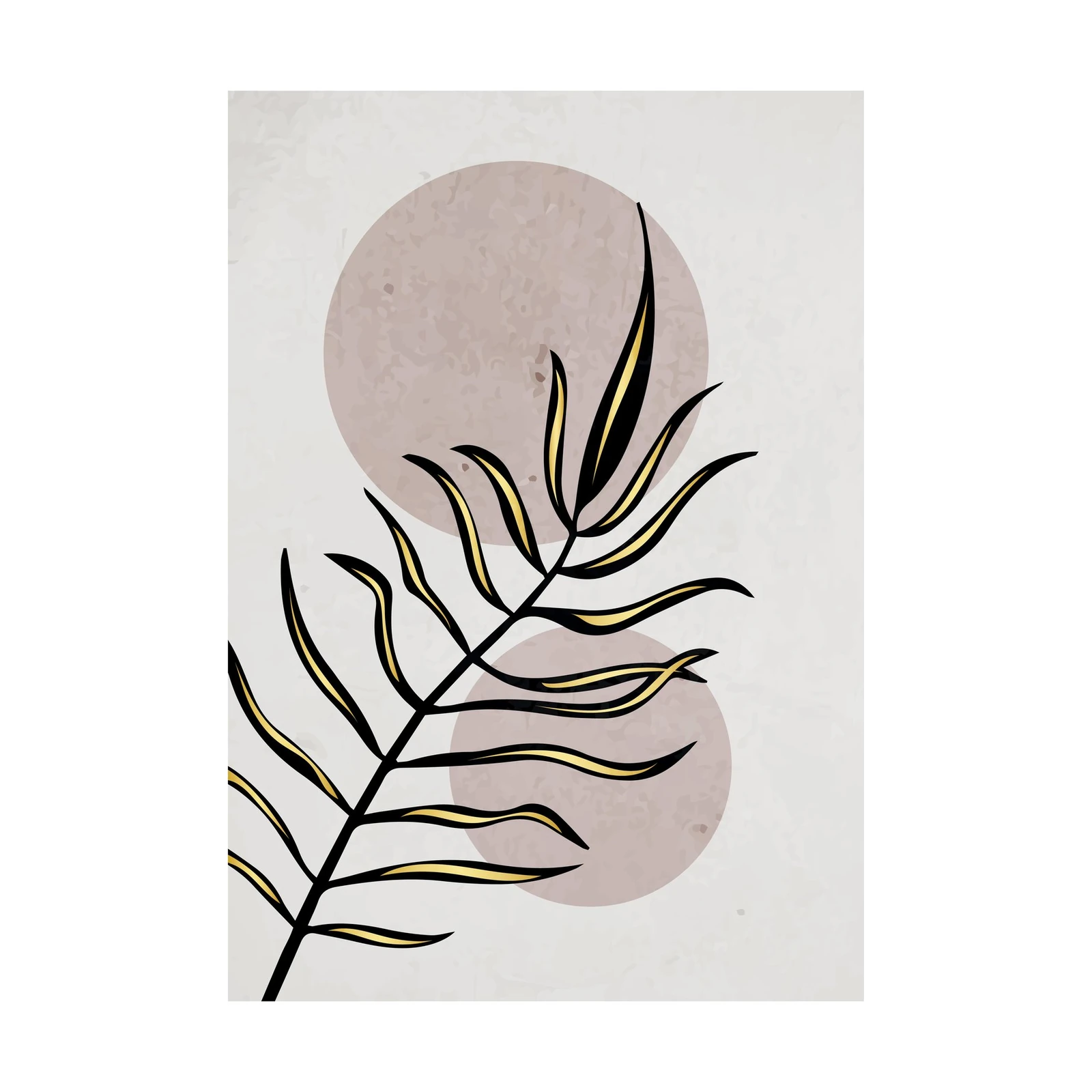 Abstract Palm Leaf Gold Accent Wall Art