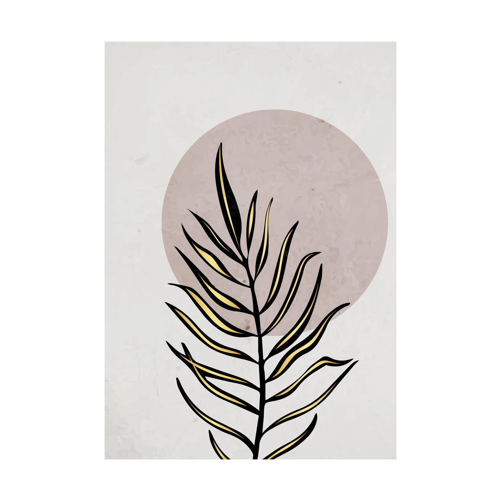 Minimalist Gold Palm Leaf Sun Wall Art