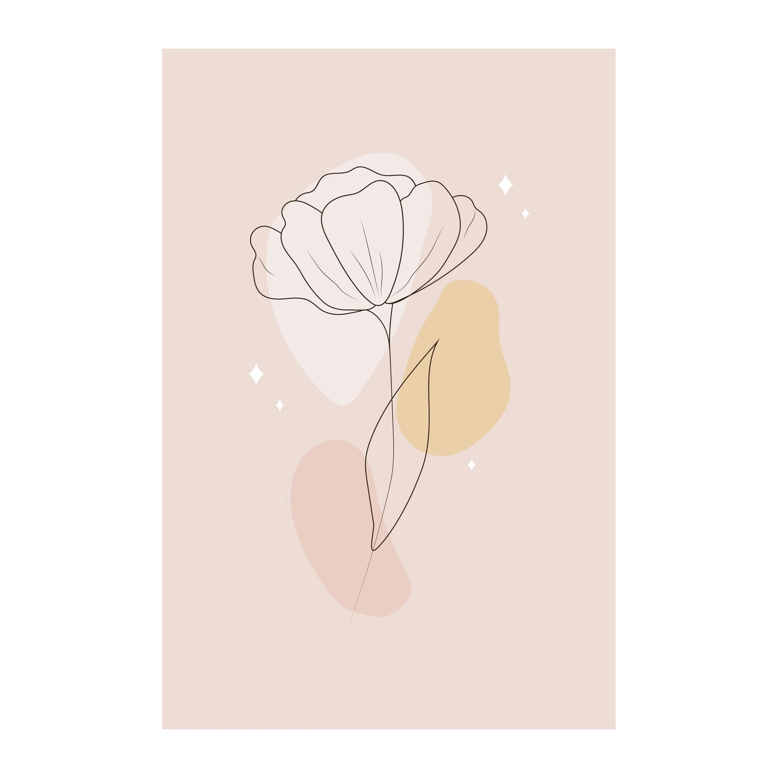 Boho Minimalist Floral Line Art Wall Art