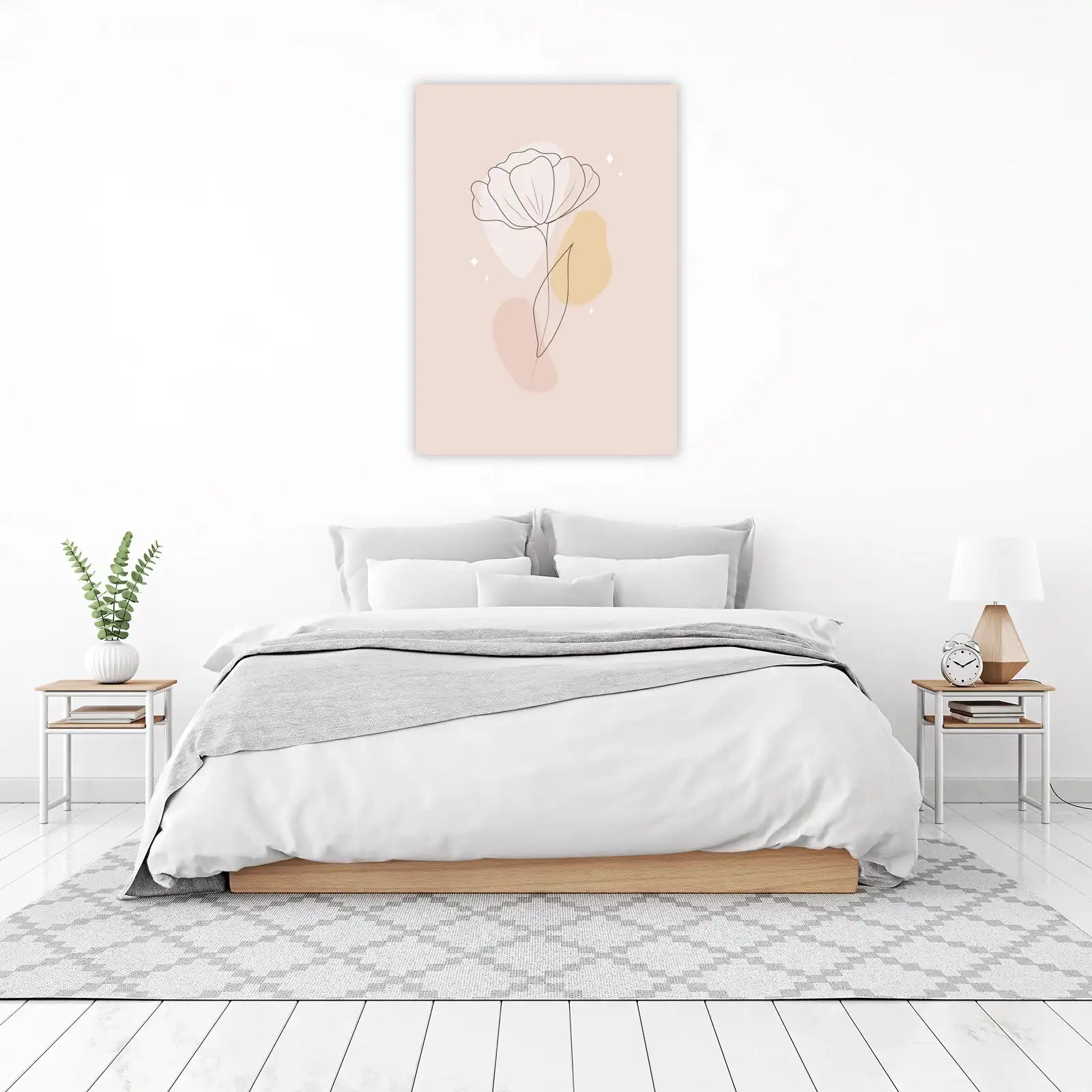 Boho Minimalist Floral Line Art Wall Art