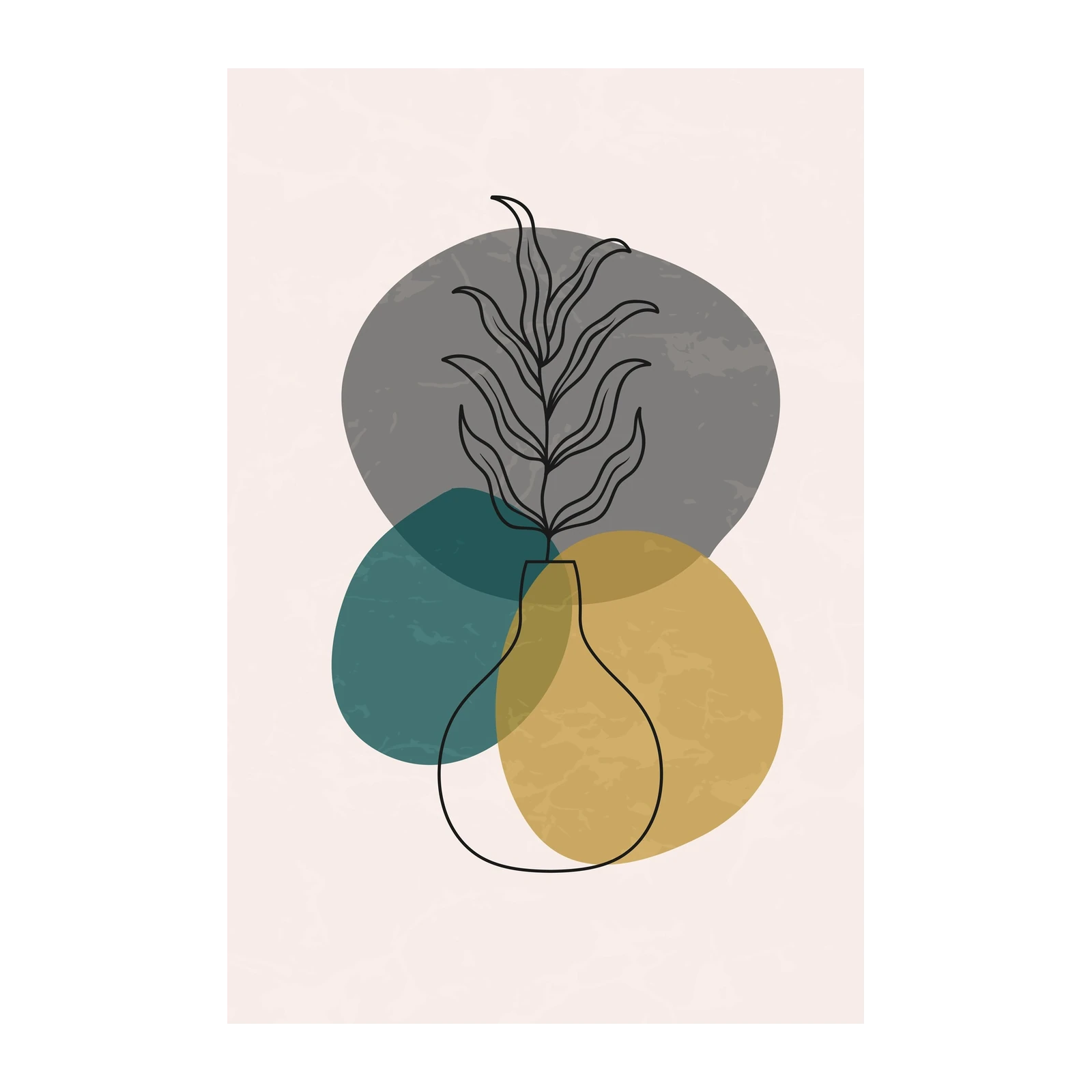 Abstract Botanical Vase Mid-Century Modern Wall Art