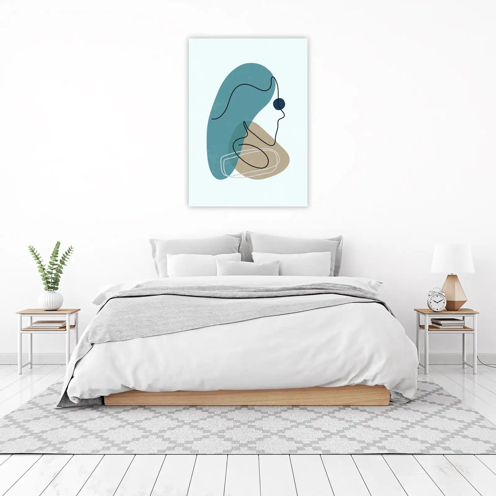 Abstract Face Teal & Tan Wall Art