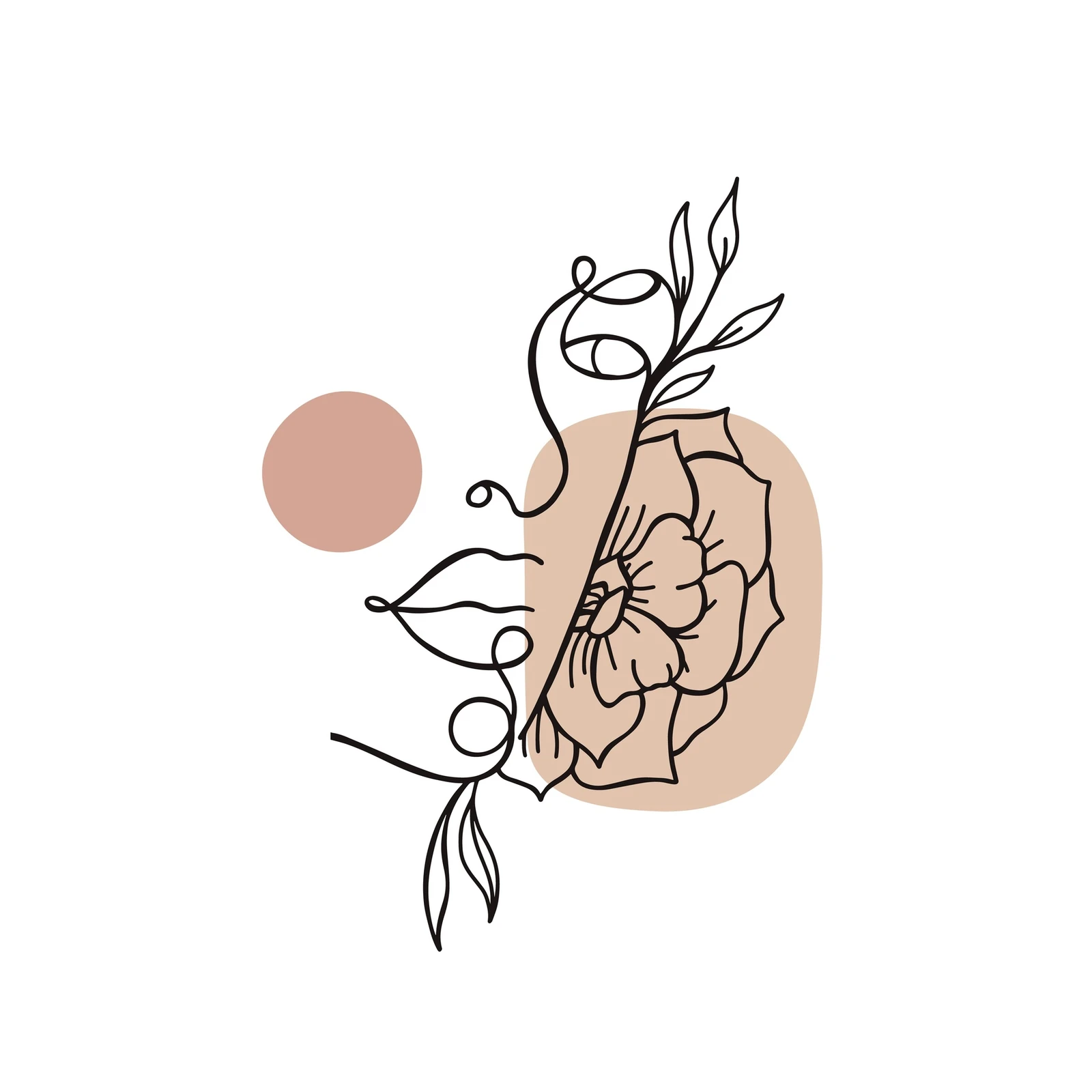 Minimalist Face & Flower Line Art Wall Art