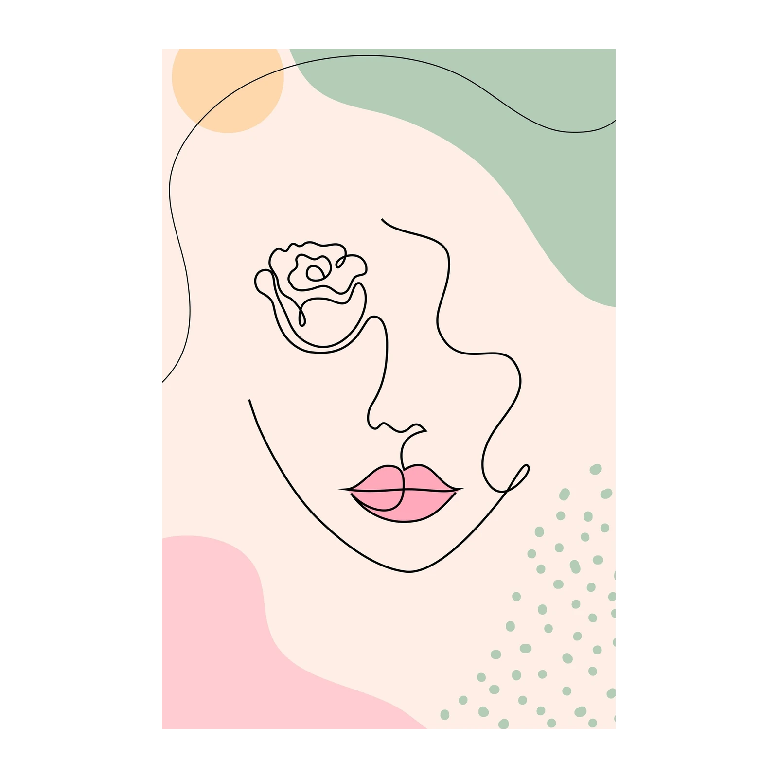 Abstract Face & Rose Line Art Wall Art