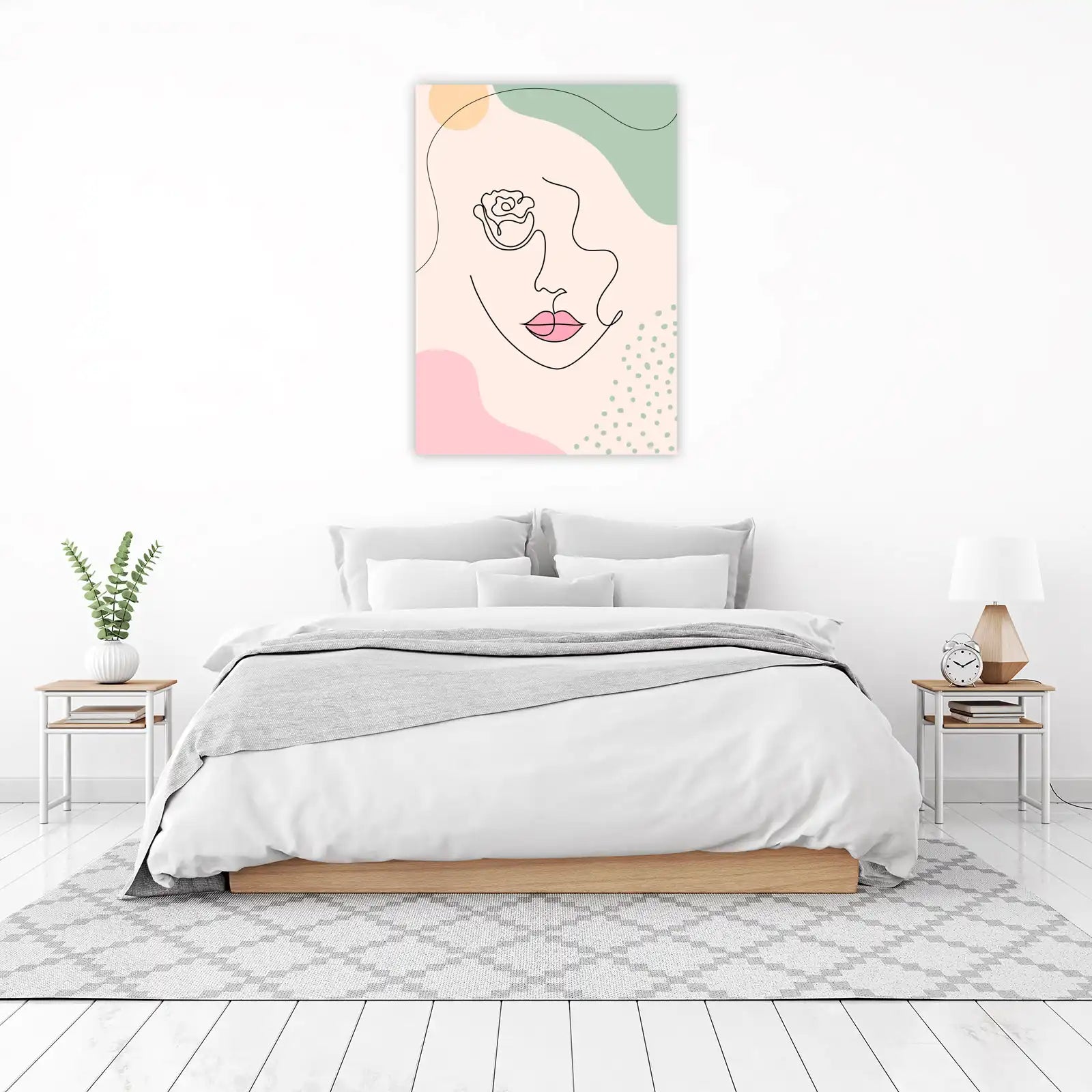 Abstract Face & Rose Line Art Wall Art