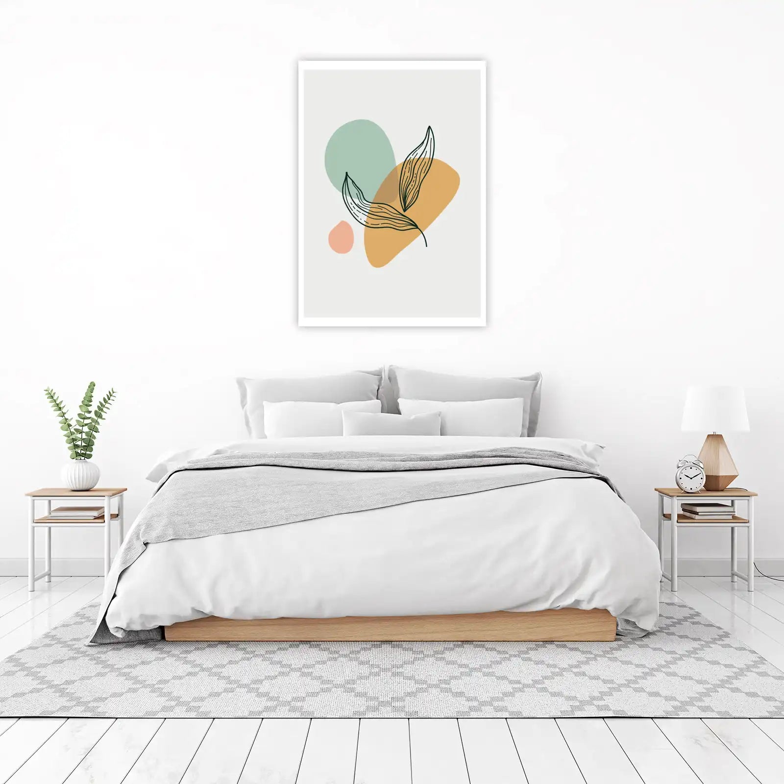 Boho Botanical Abstract Leaves Wall Art