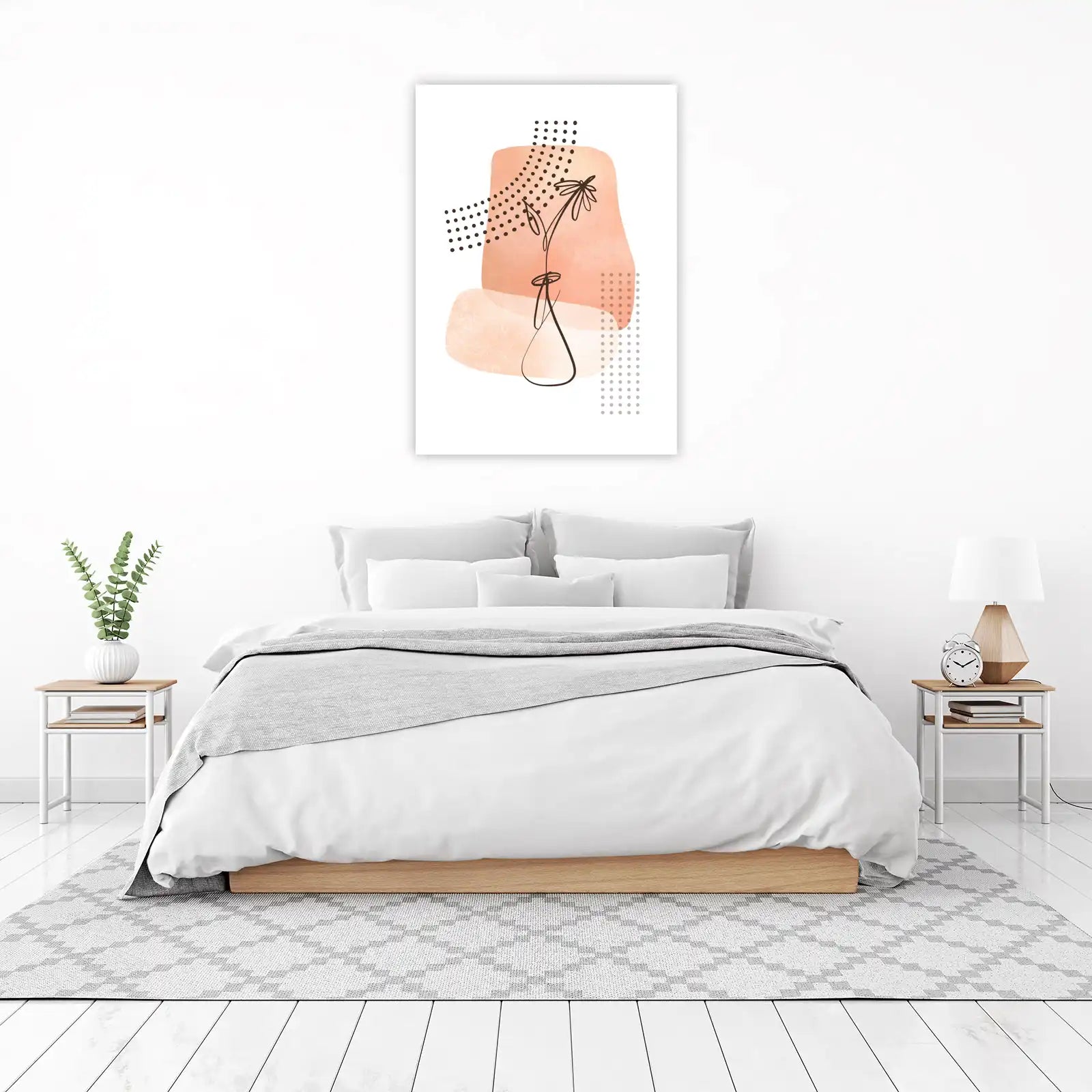 Boho Floral Line Art Wall Art - Modern Abstract Wall Art