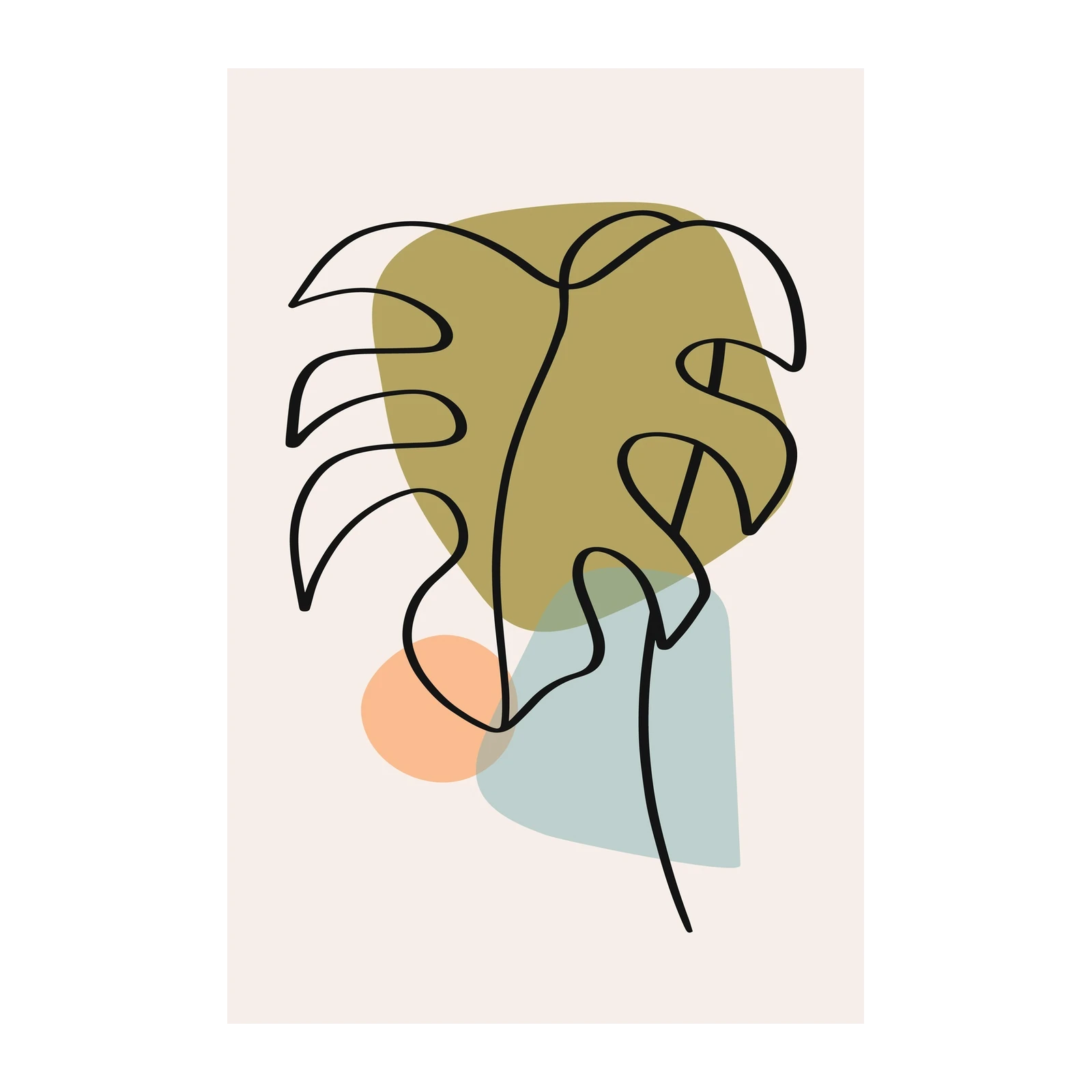 Minimalist Monstera Leaf Line Art Wall Art