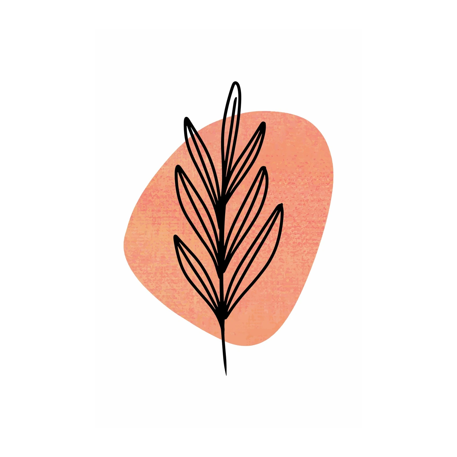 Abstract Leaf Boho Coral Wall Art