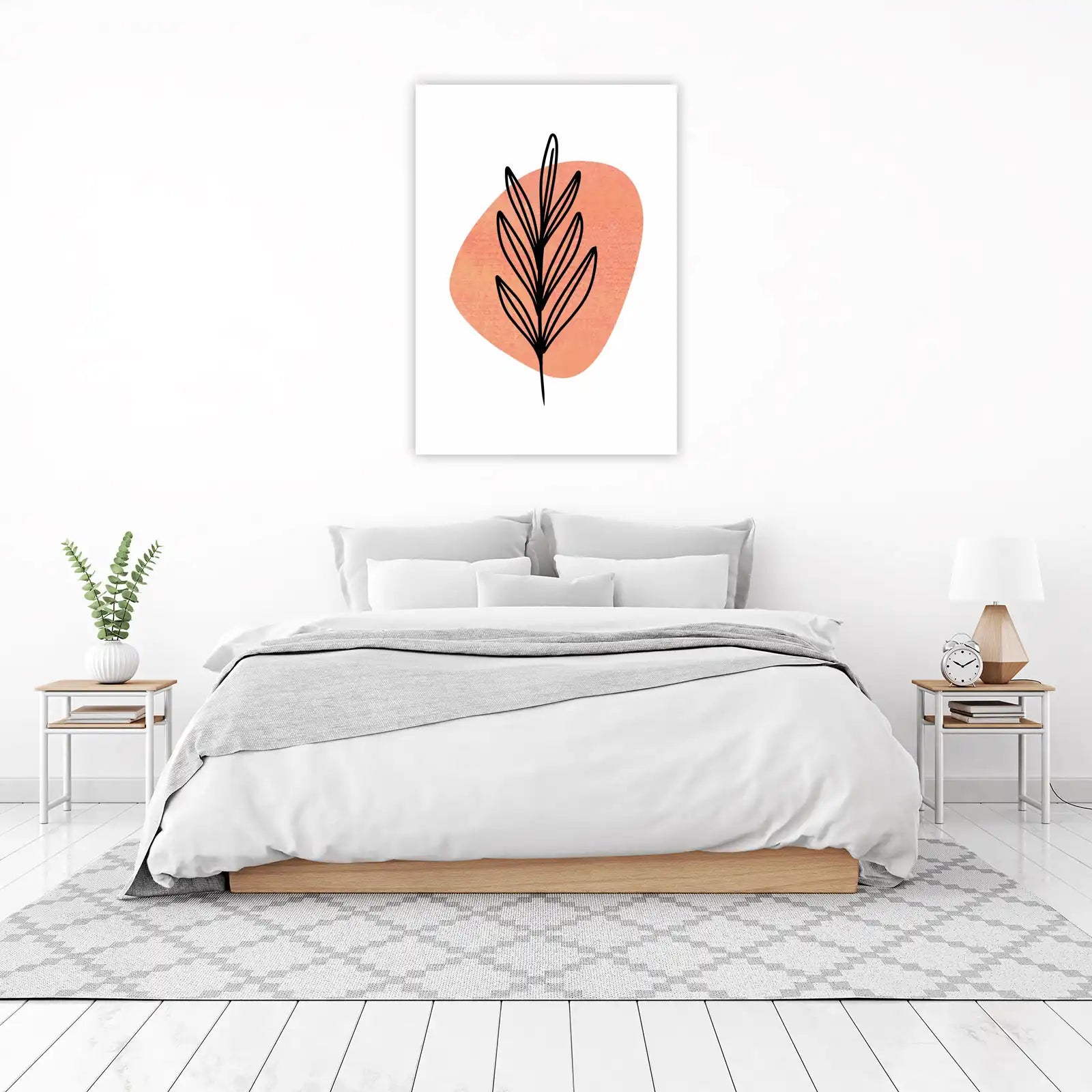 Abstract Leaf Boho Coral Wall Art