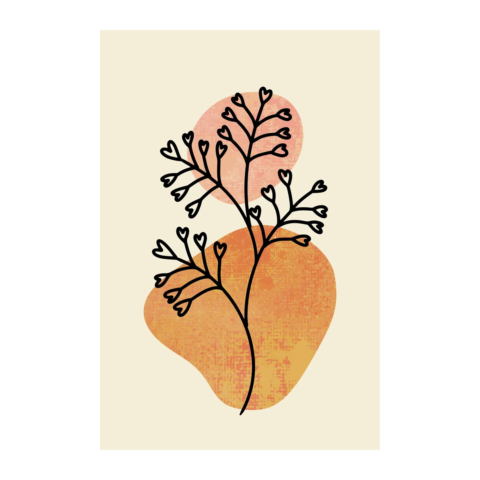 Boho Heart Branch Abstract Wall Art