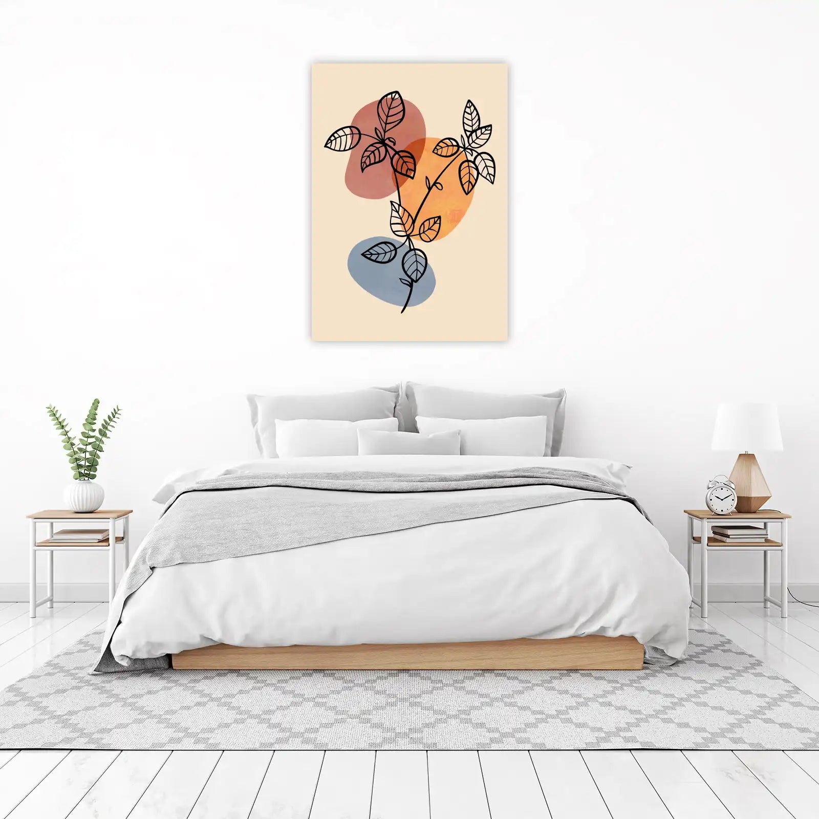 Boho Botanical Leaf Line Art Wall Art