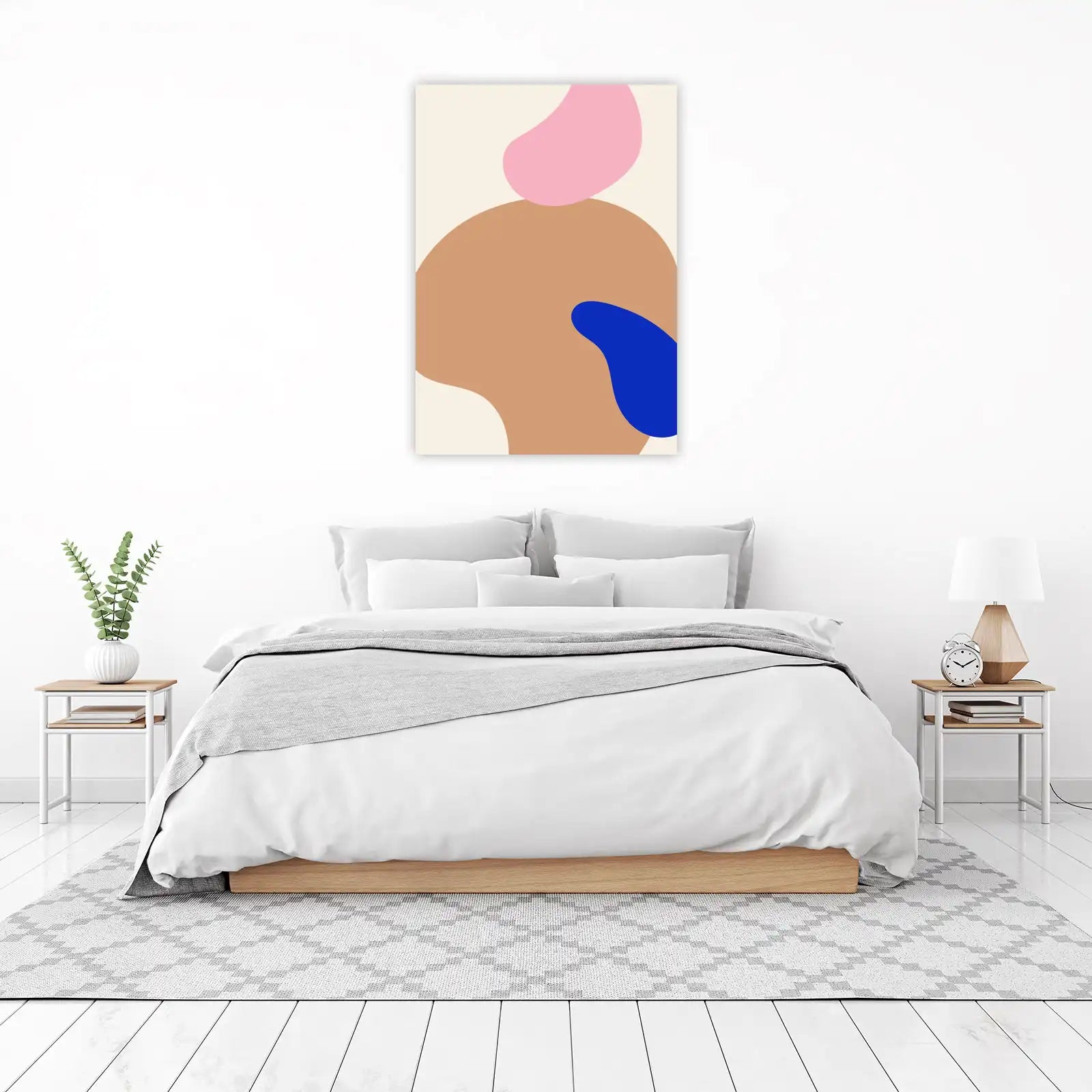 Modern Abstract Shapes Pink Brown Blue Wall Art