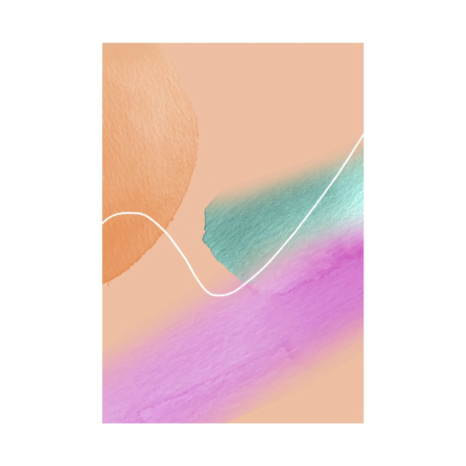 Abstract Watercolor Blush & Teal Wall Art